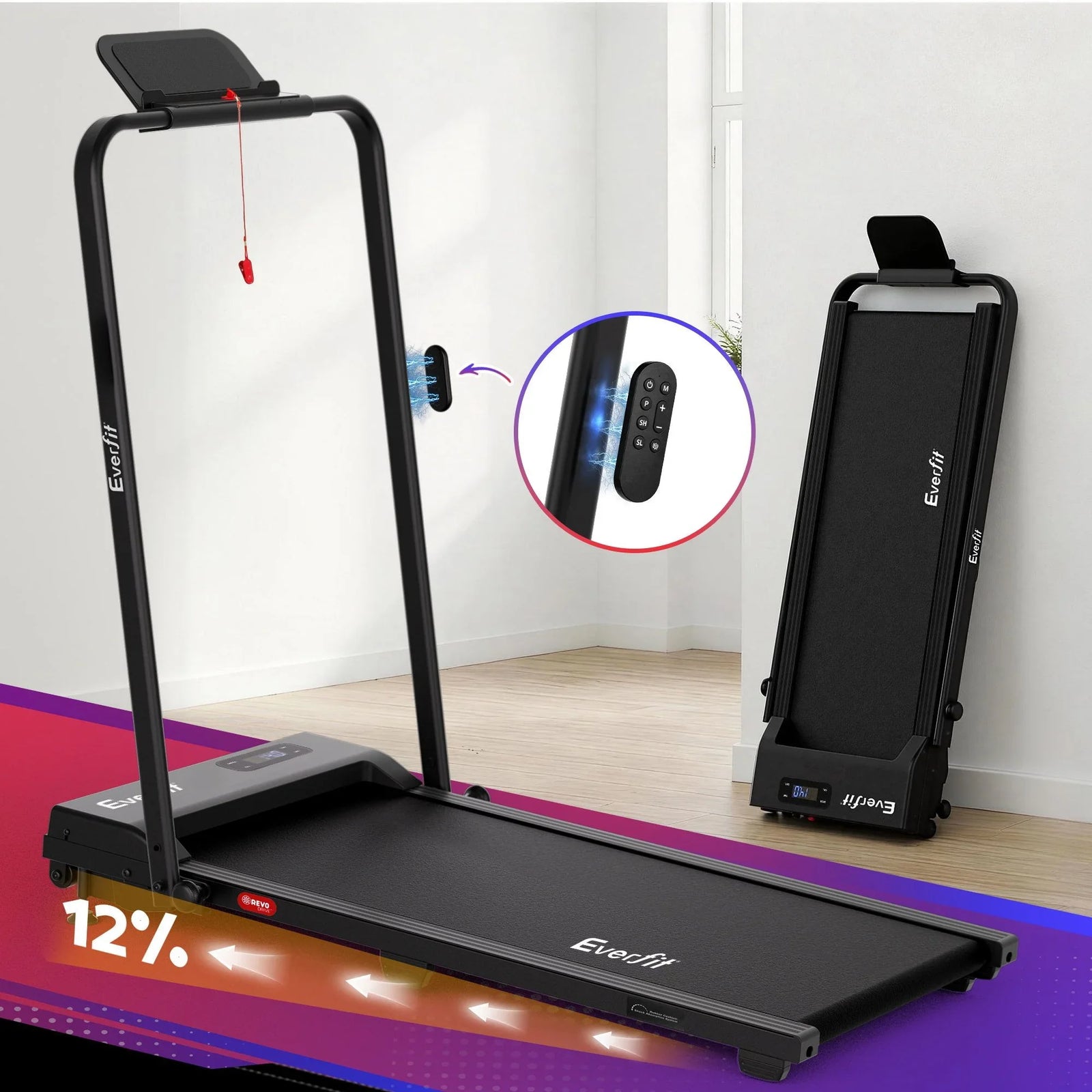 3‑in‑1 Walking Pad Treadmill – 12% Incline, Foldable Under‑Desk, APP Control