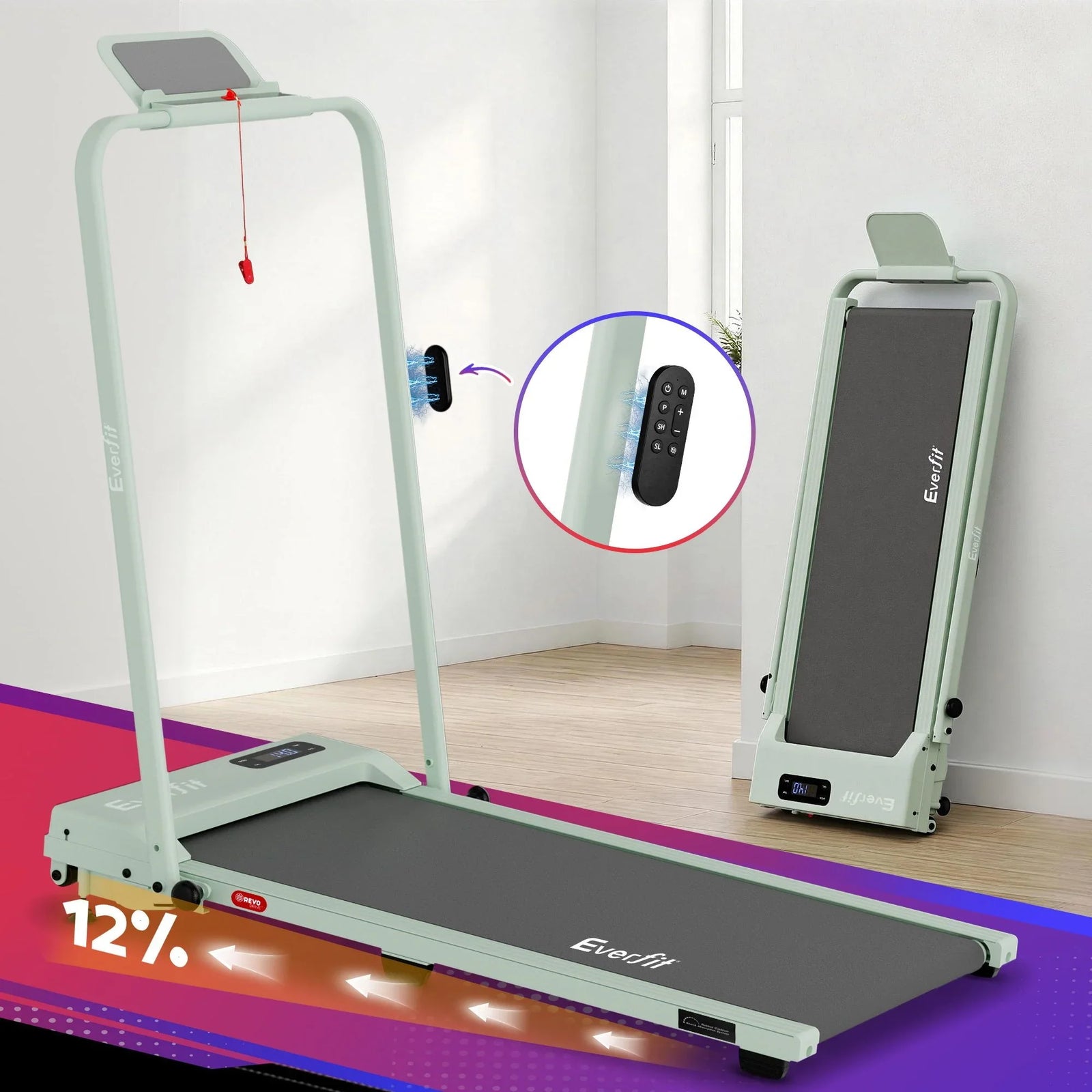 3‑in‑1 Walking Pad Treadmill – 12% Incline, Foldable Under‑Desk, APP Control