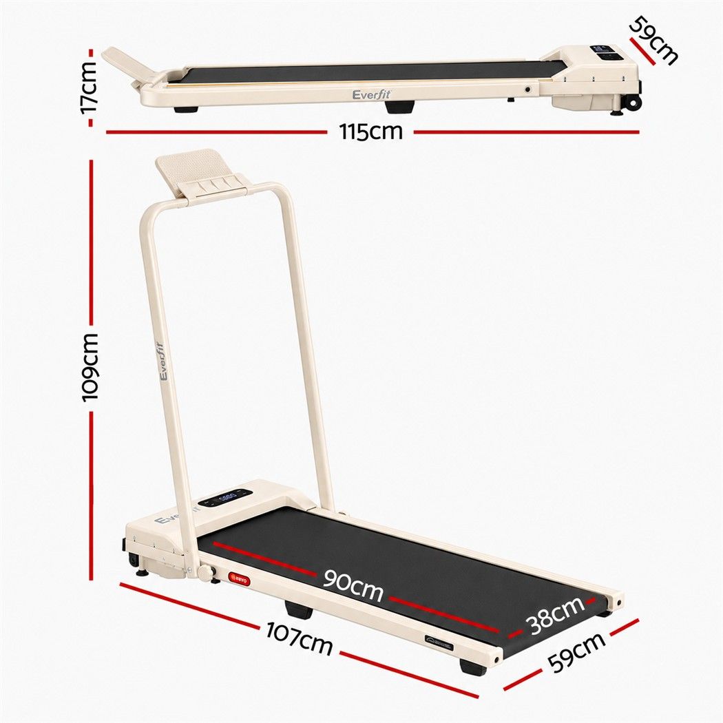 Everfit 3-in-1 Walking Pad Treadmill 12% Incline Under Desk Home 38cm Beige