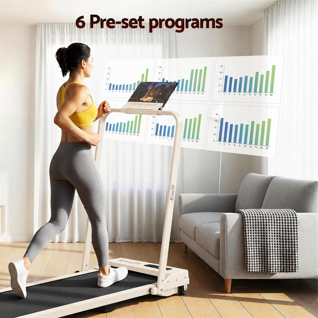 Everfit 3-in-1 Walking Pad Treadmill 12% Incline Under Desk Home 38cm Beige