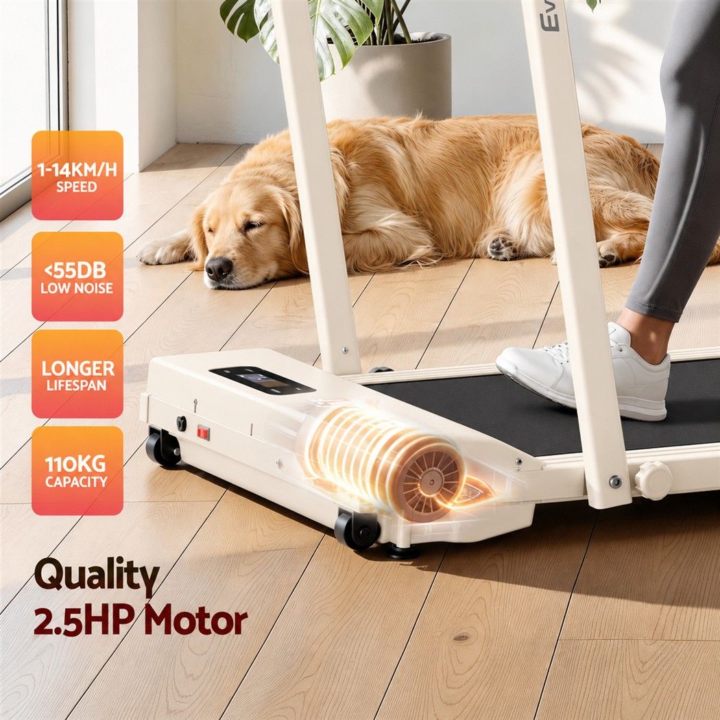 Everfit 3-in-1 Walking Pad Treadmill 12% Incline Under Desk Home 38cm Beige