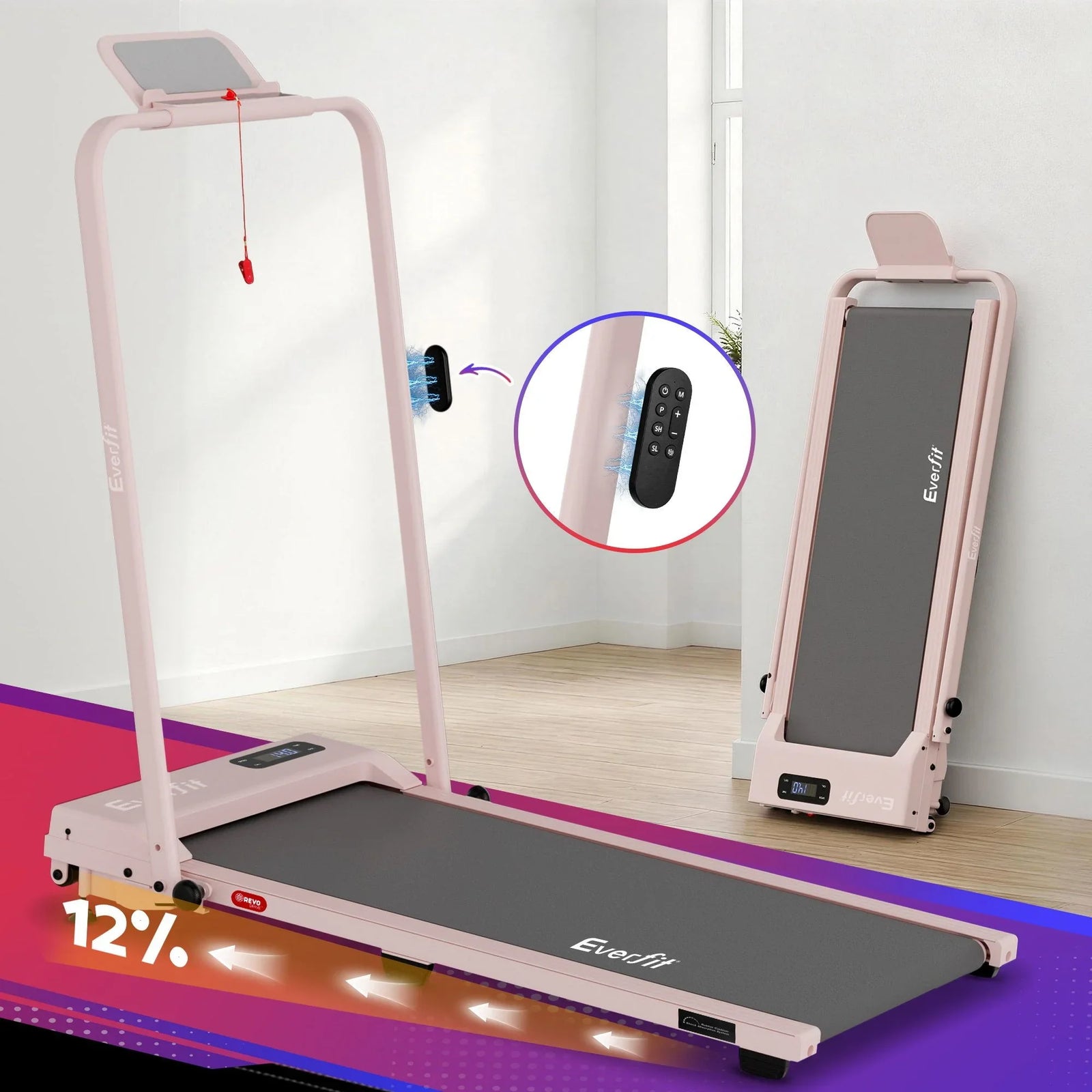 3 in 1 Walking Pad Treadmill 12% Incline Under Desk Treadmills for Home Gym With 38cm Wide Belt APP Control