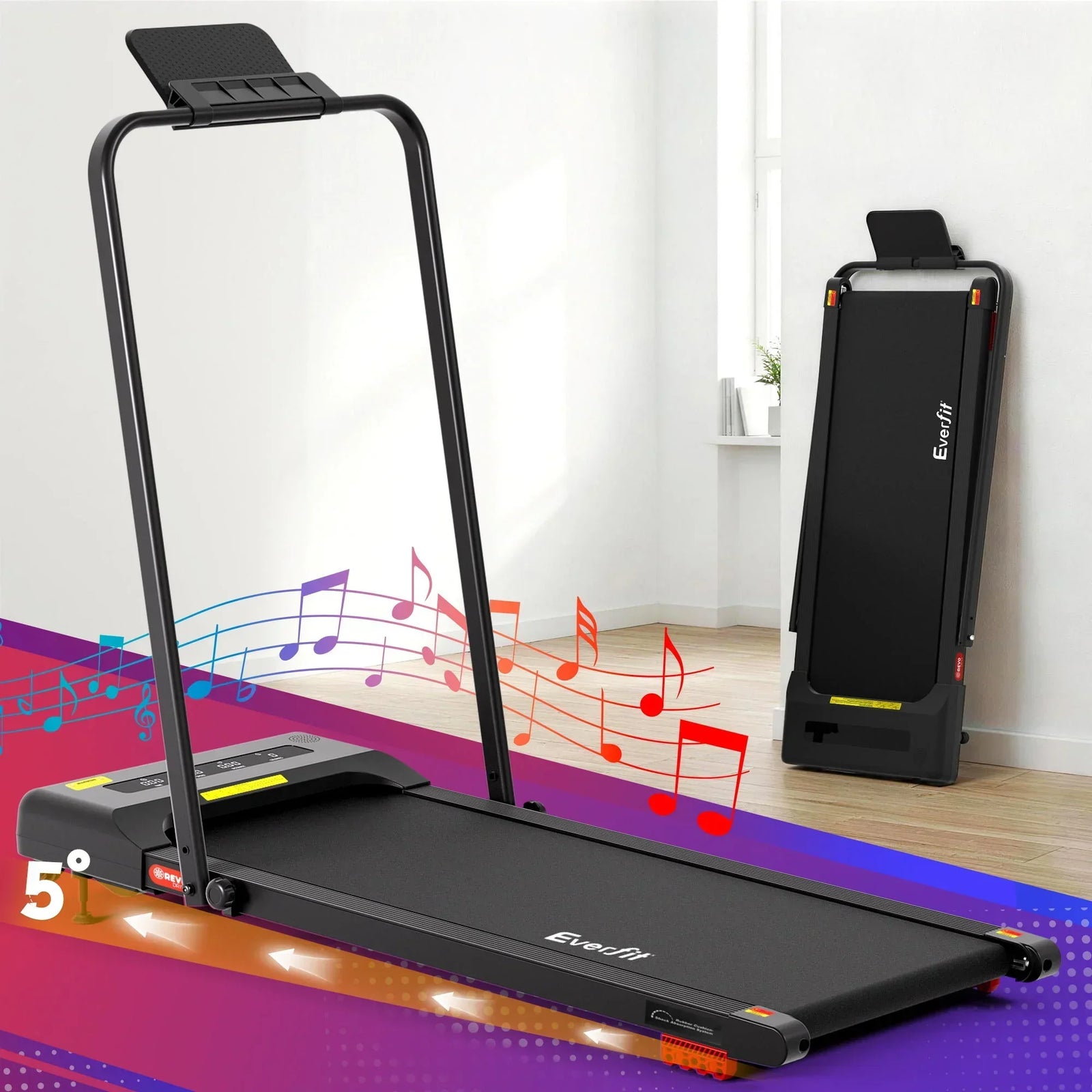 Treadmill Electric Walking Pad Incline Under Desk 380mm Black
