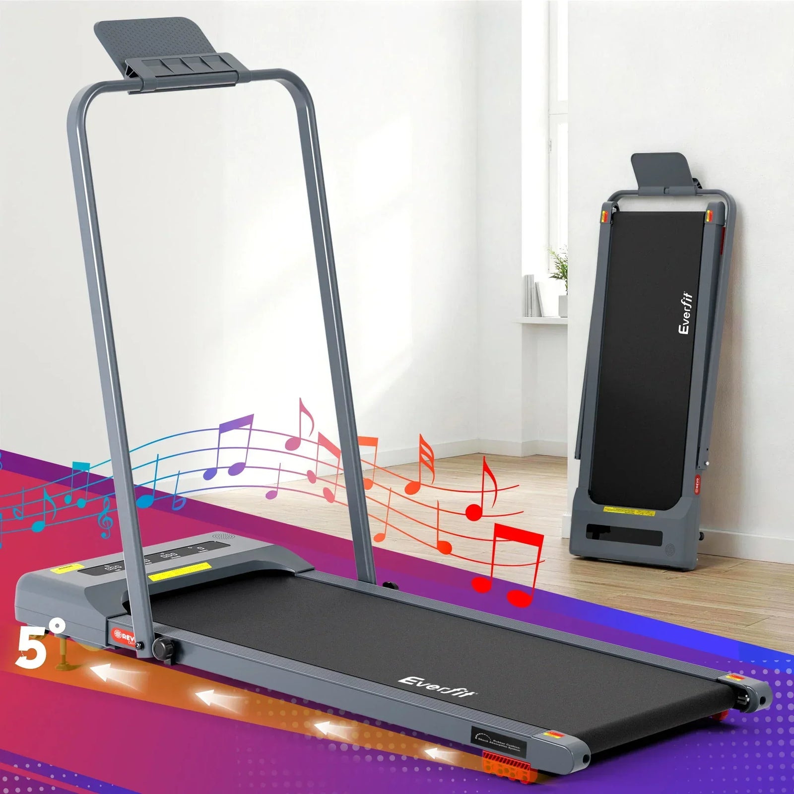 Treadmill Electric Walking Pad Incline Under Desk 380mm Grey