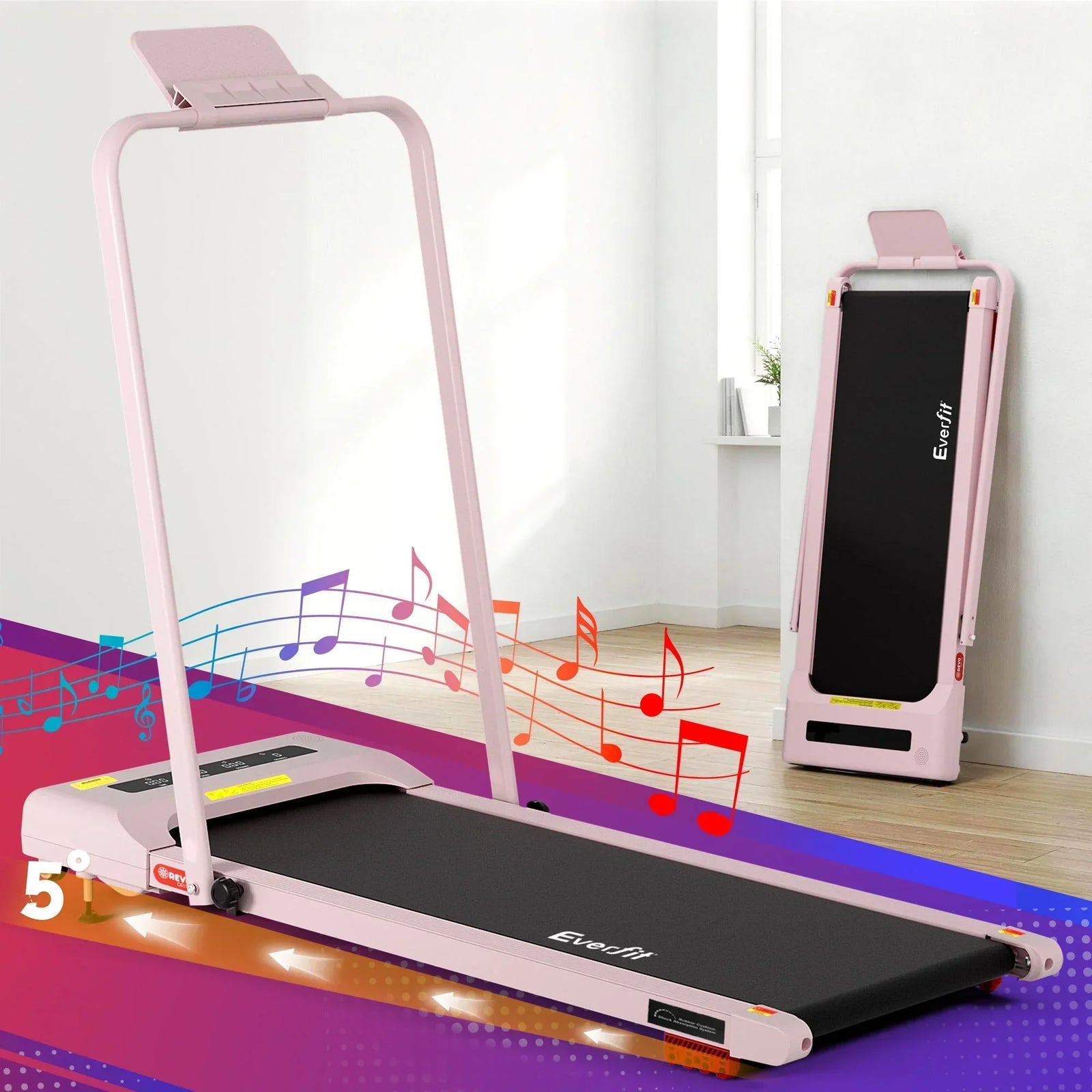 Treadmill Electric Walking Pad Incline Under Desk 380mm Pink