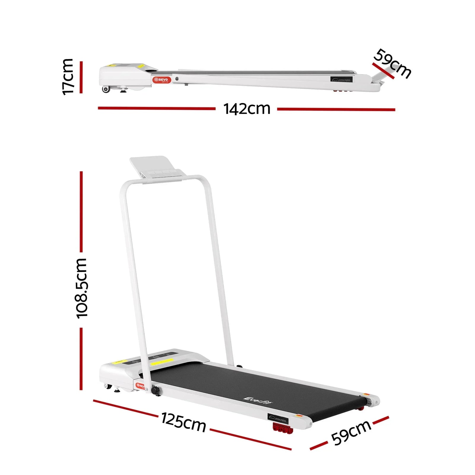 Treadmill Electric Walking Pad Incline Under Desk 380mm White