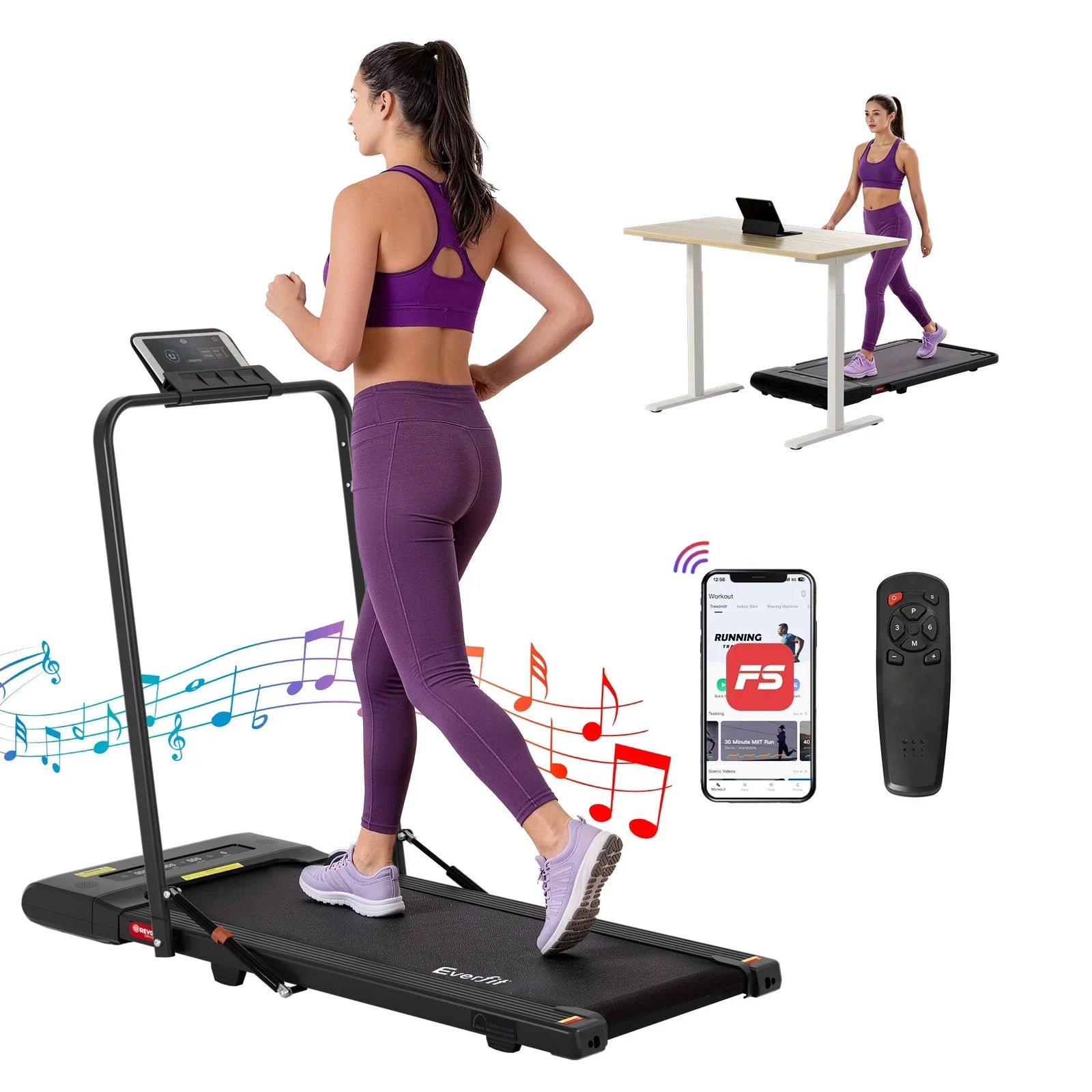 Treadmill Electric Walking Pad Under Desk Home Gym Fitness 400mm Black