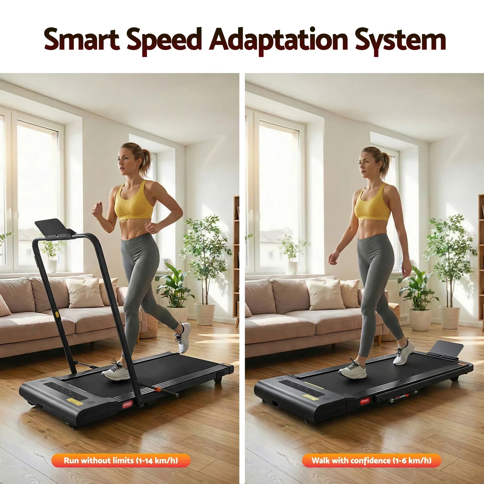 Treadmill Electric Walking Pad Under Desk Home Gym Fitness 400mm Black