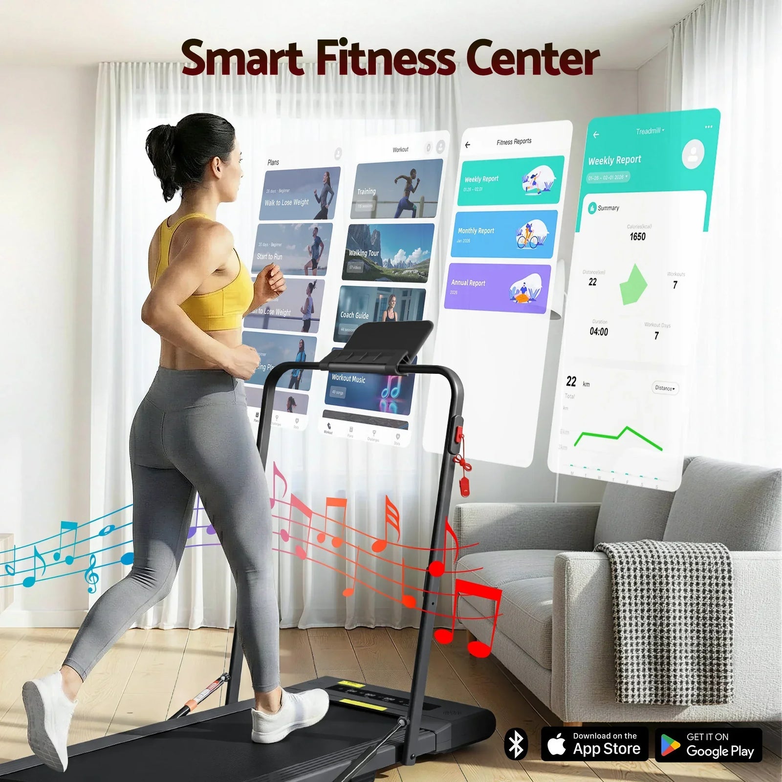 Treadmill Electric Walking Pad Under Desk Home Gym Fitness 400mm Black