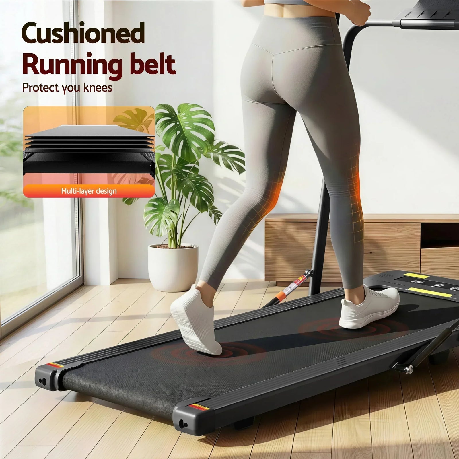 Treadmill Electric Walking Pad Under Desk Home Gym Fitness 400mm Black
