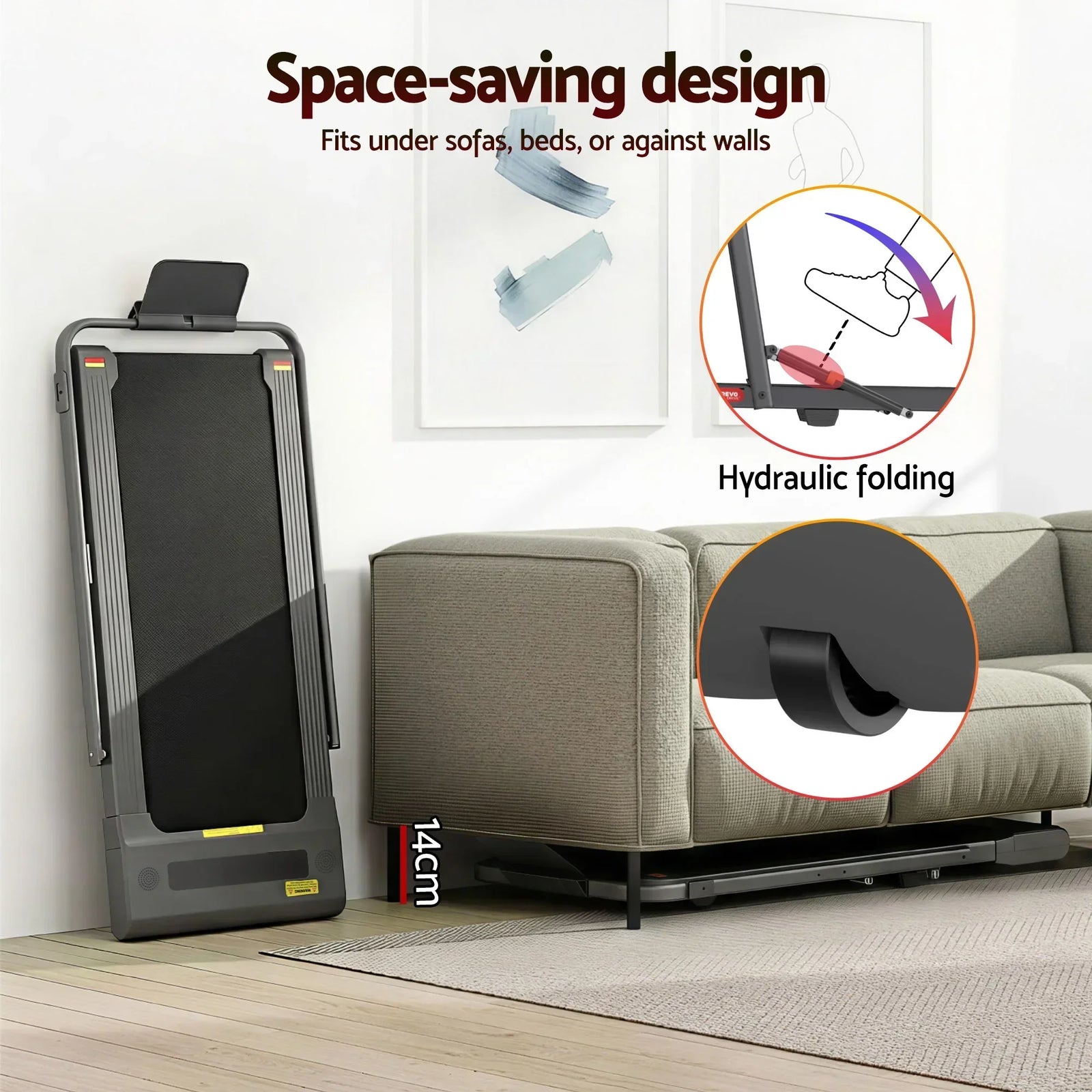 Treadmill Electric Walking Pad Under Desk Home Gym Fitness 400mm Grey
