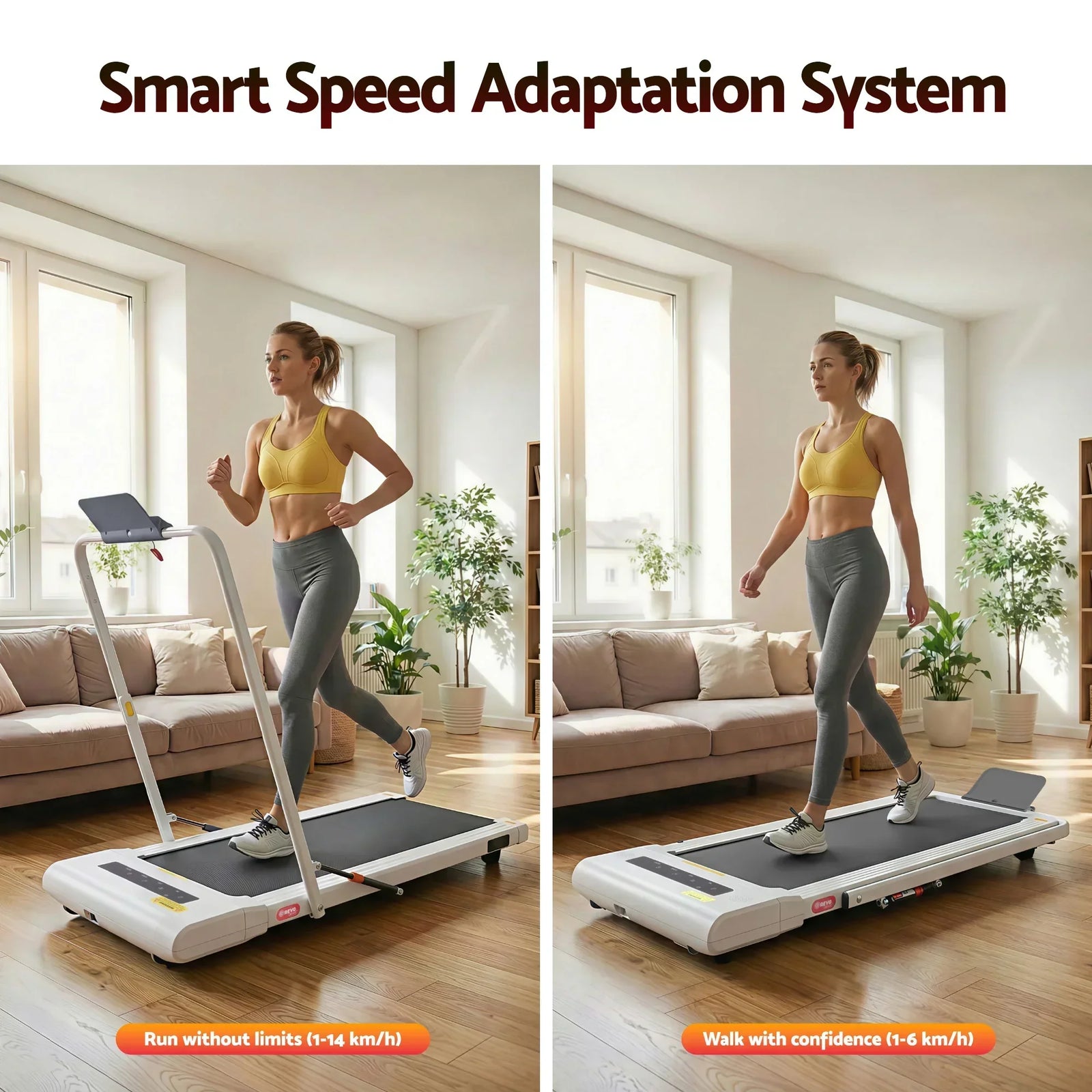 Treadmill Electric Walking Pad Under Desk Home Gym Fitness 400mm White