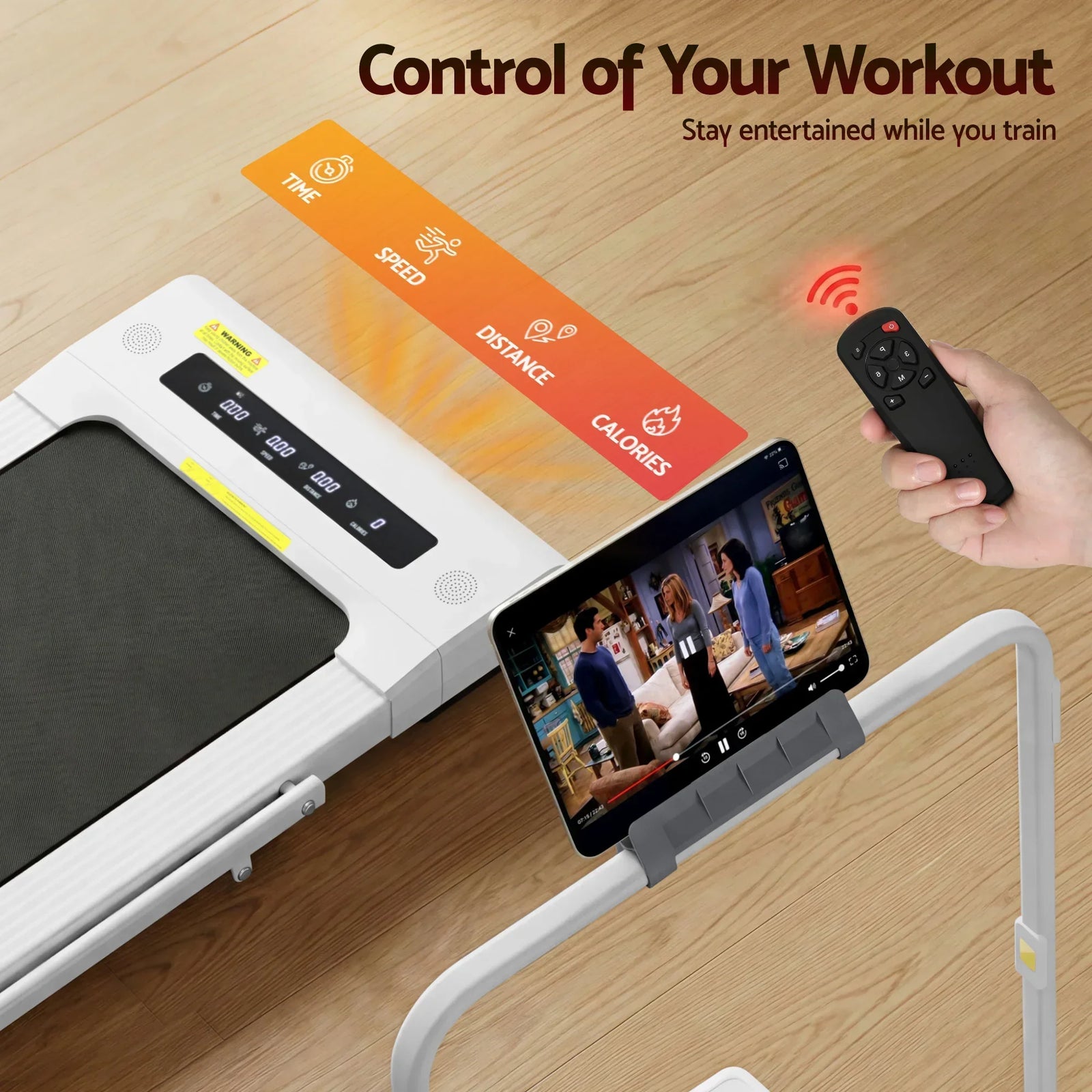 Treadmill Electric Walking Pad Under Desk Home Gym Fitness 400mm White