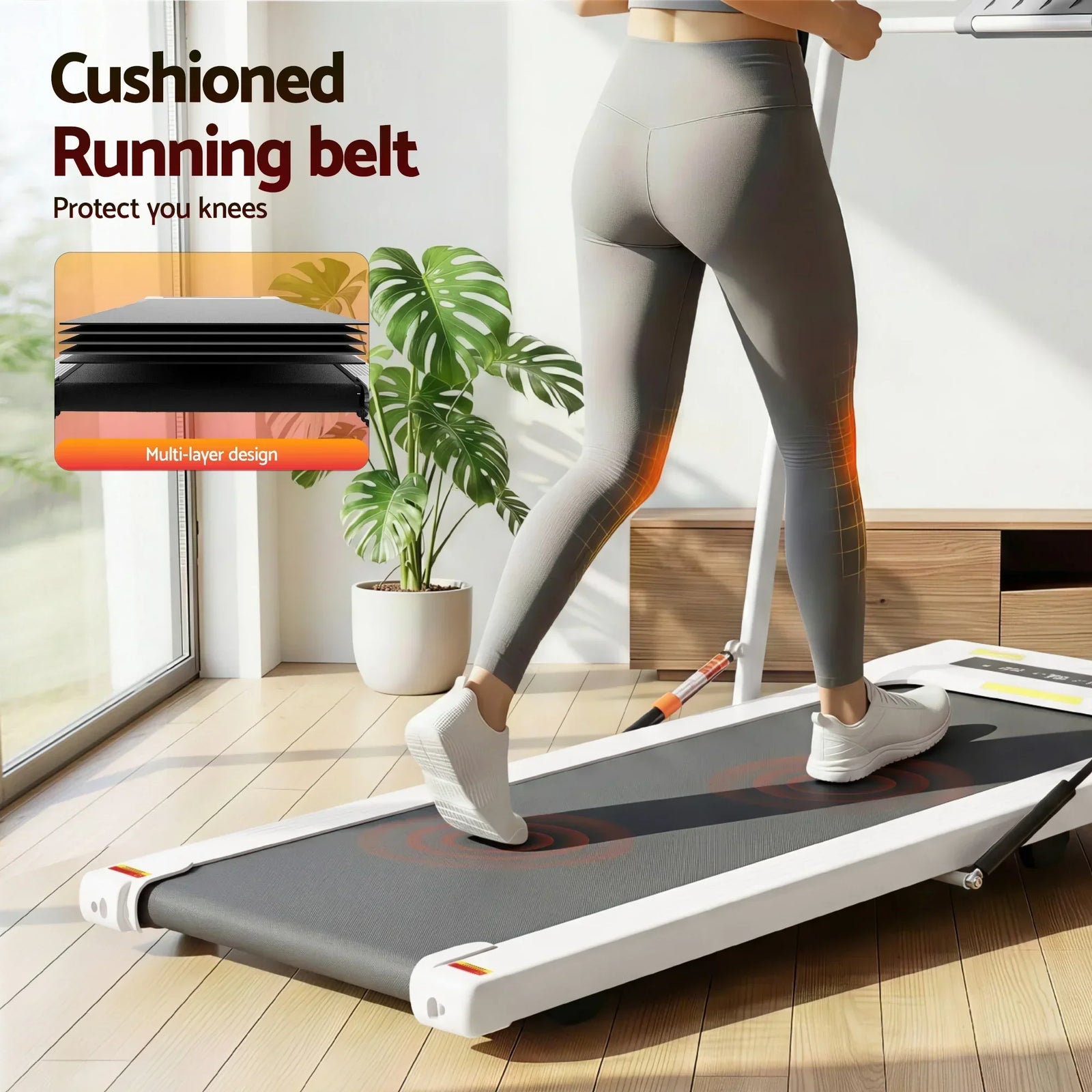 Treadmill Electric Walking Pad Under Desk Home Gym Fitness 400mm White