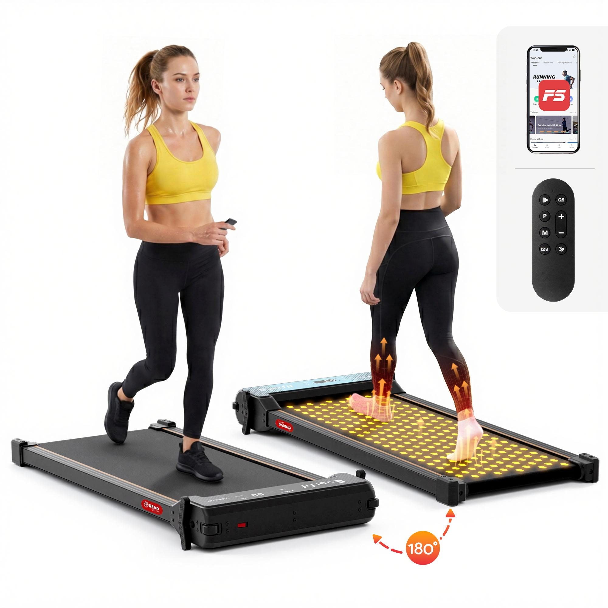 2‑in‑1 Walking Pad Treadmill – Dual‑Sided, Foot Massage, App Control, 2.5HP