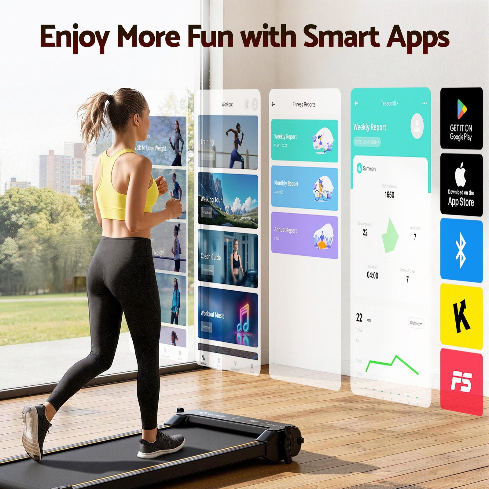 2‑in‑1 Walking Pad Treadmill – Dual‑Sided, Foot Massage, App Control, 2.5HP