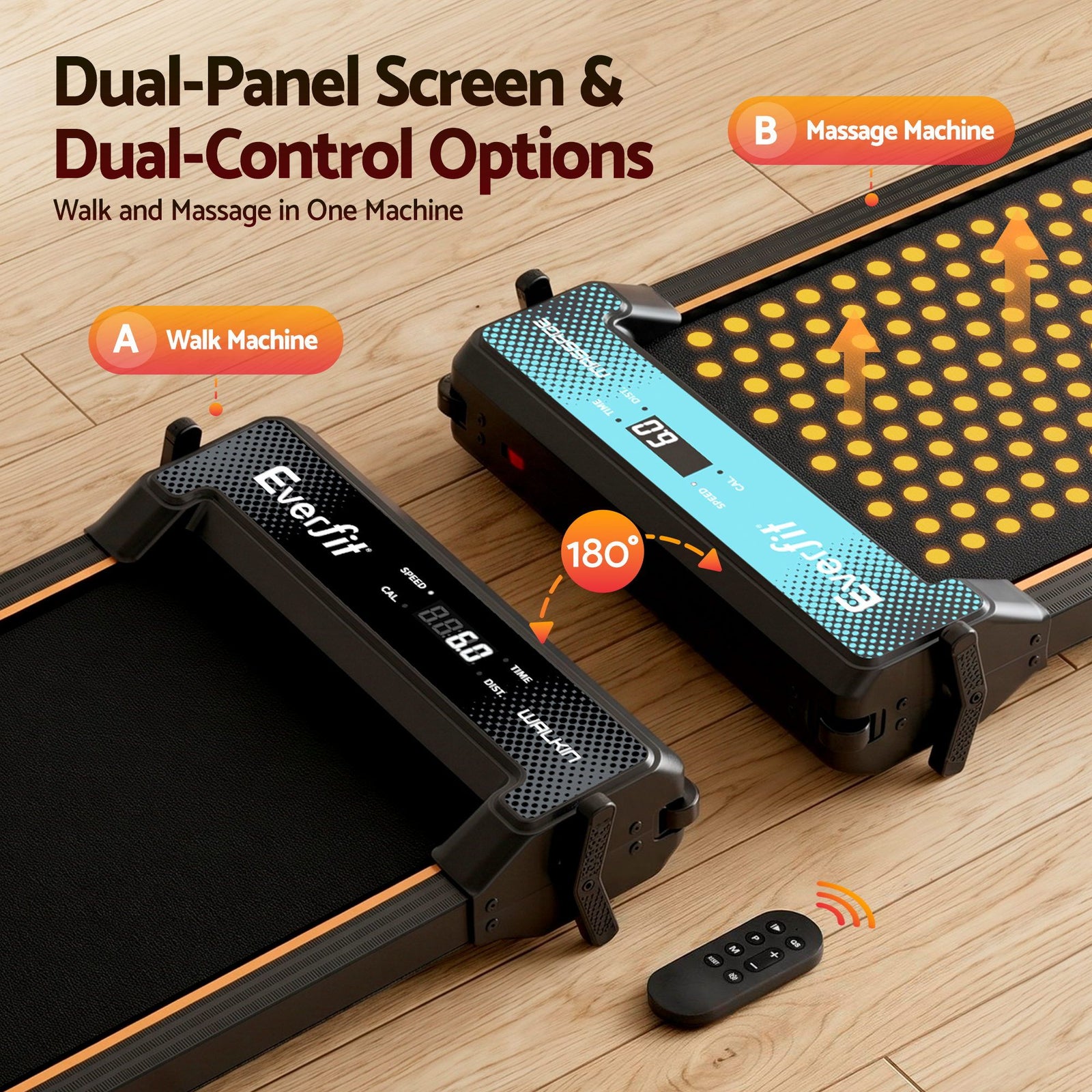2‑in‑1 Walking Pad Treadmill – Dual‑Sided, Foot Massage, App Control, 2.5HP