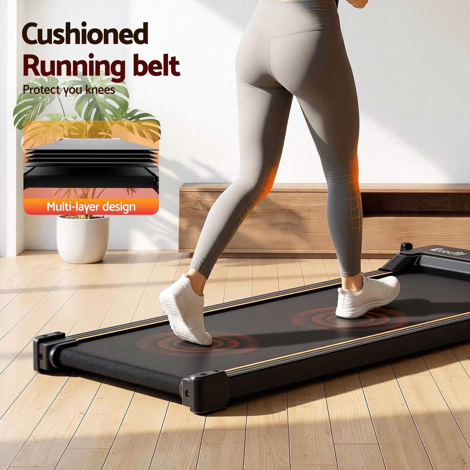 2‑in‑1 Walking Pad Treadmill – Dual‑Sided, Foot Massage, App Control, 2.5HP