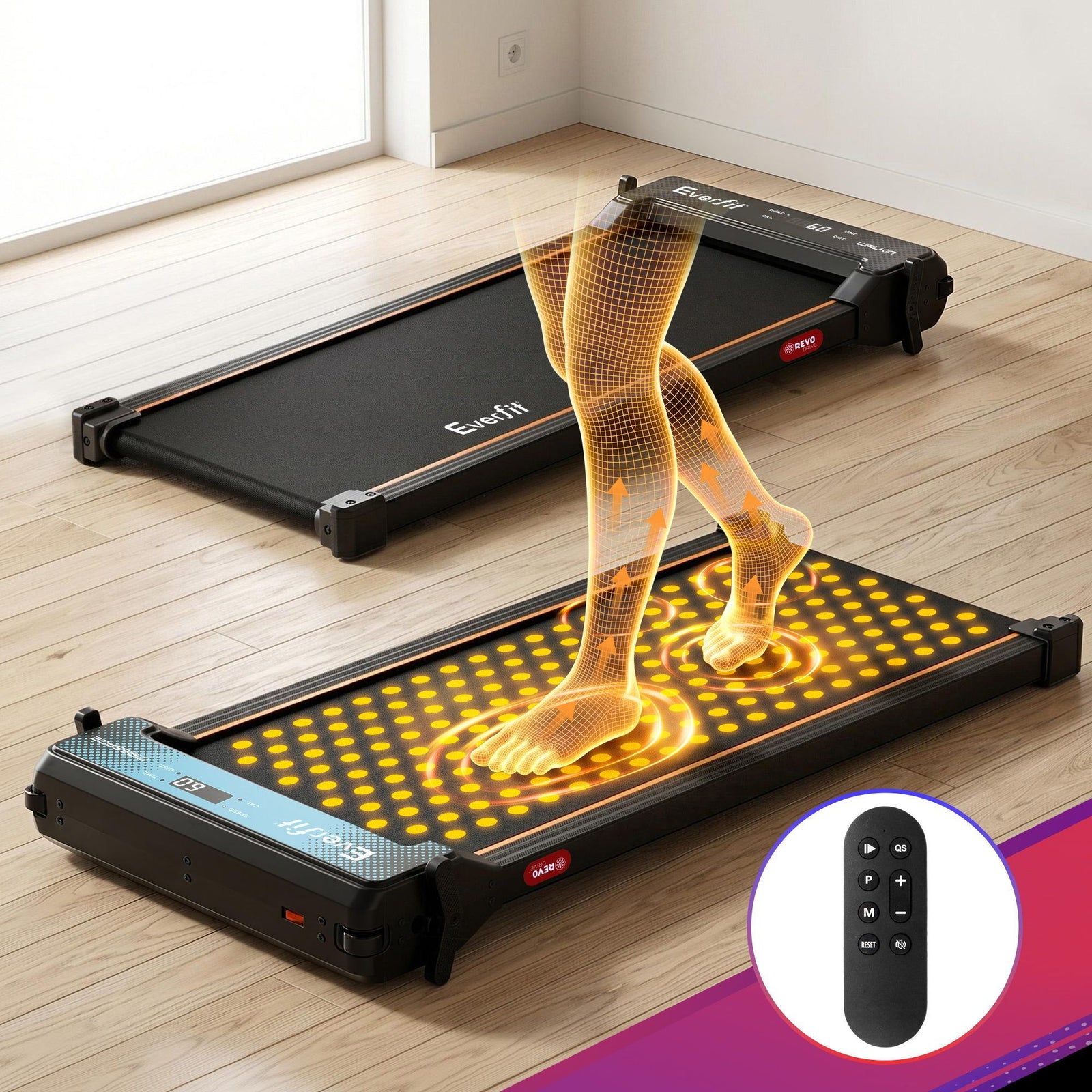 2‑in‑1 Walking Pad Treadmill – Dual‑Sided, Foot Massage, App Control, 2.5HP