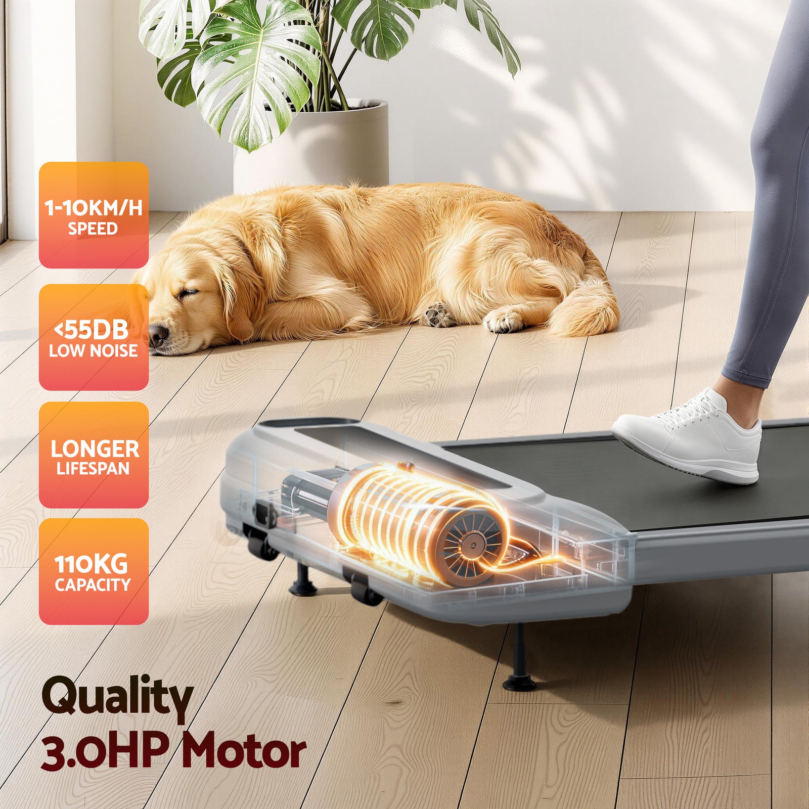 Treadmill Electric Walking Pad with Incline Under Desk Home Gym Grey