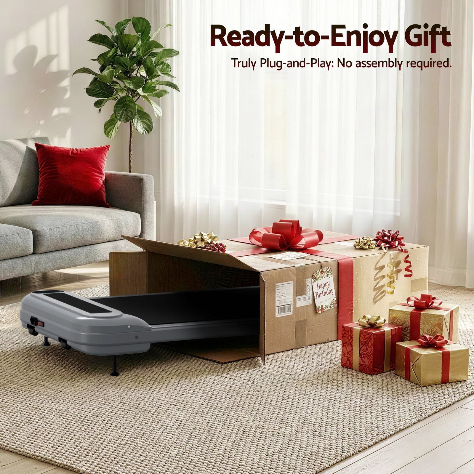 Treadmill Electric Walking Pad with Incline Under Desk Home Gym Grey