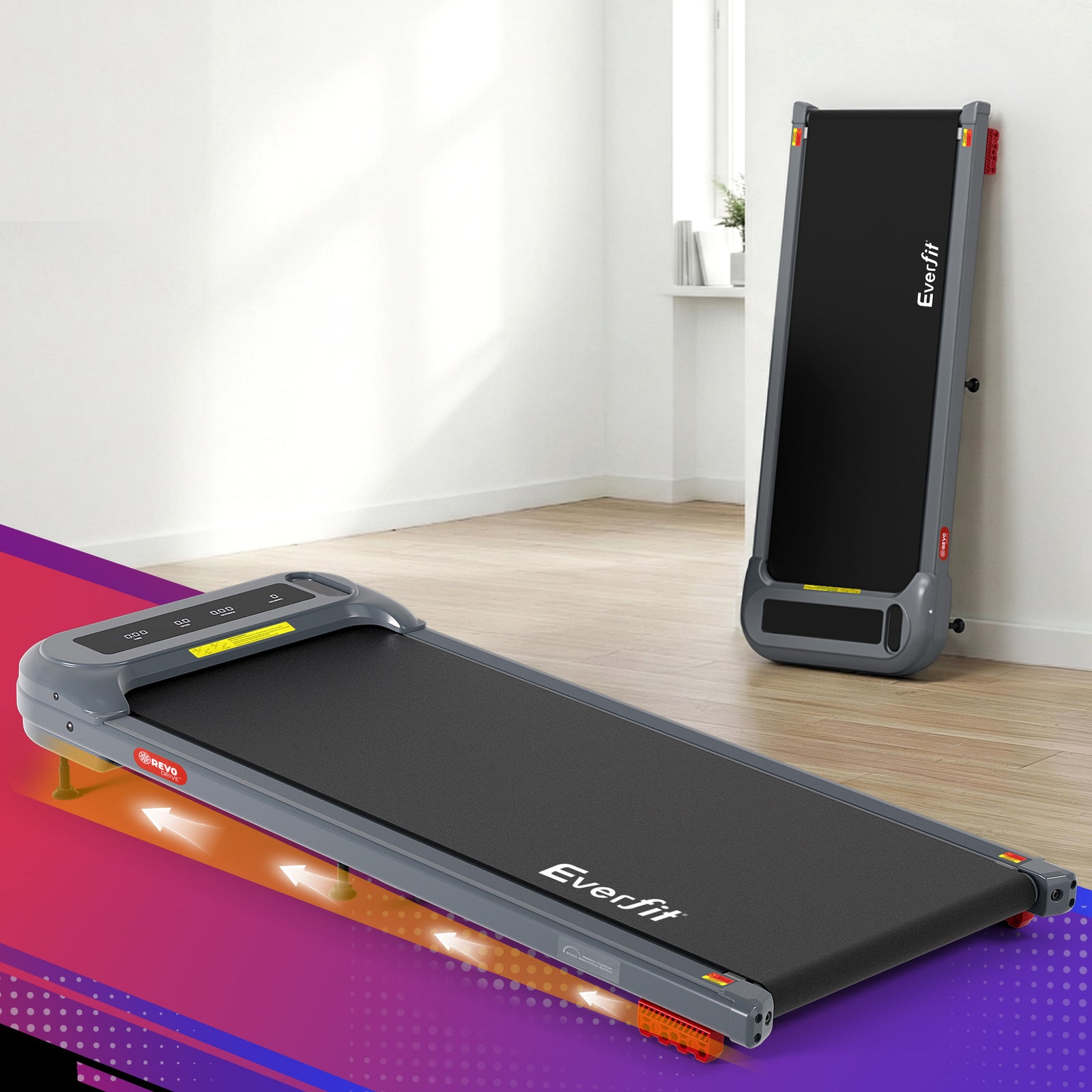Treadmill Electric Walking Pad with Incline Under Desk Home Gym Grey