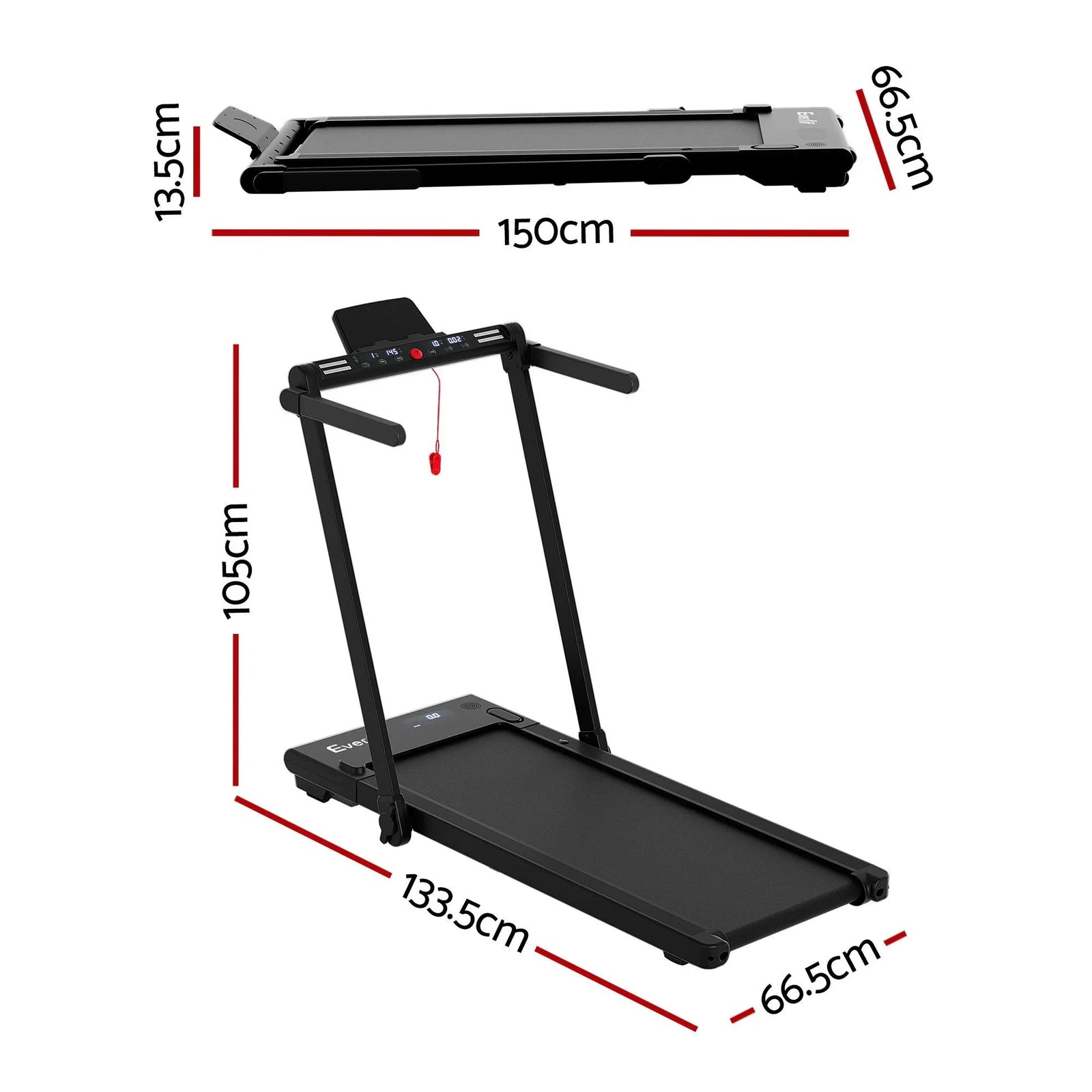3 in 1 Walking Pad Treadmill With Led Lights Foldable Under Desk Treadmills for Home Gym 40cm Wide Belt Black