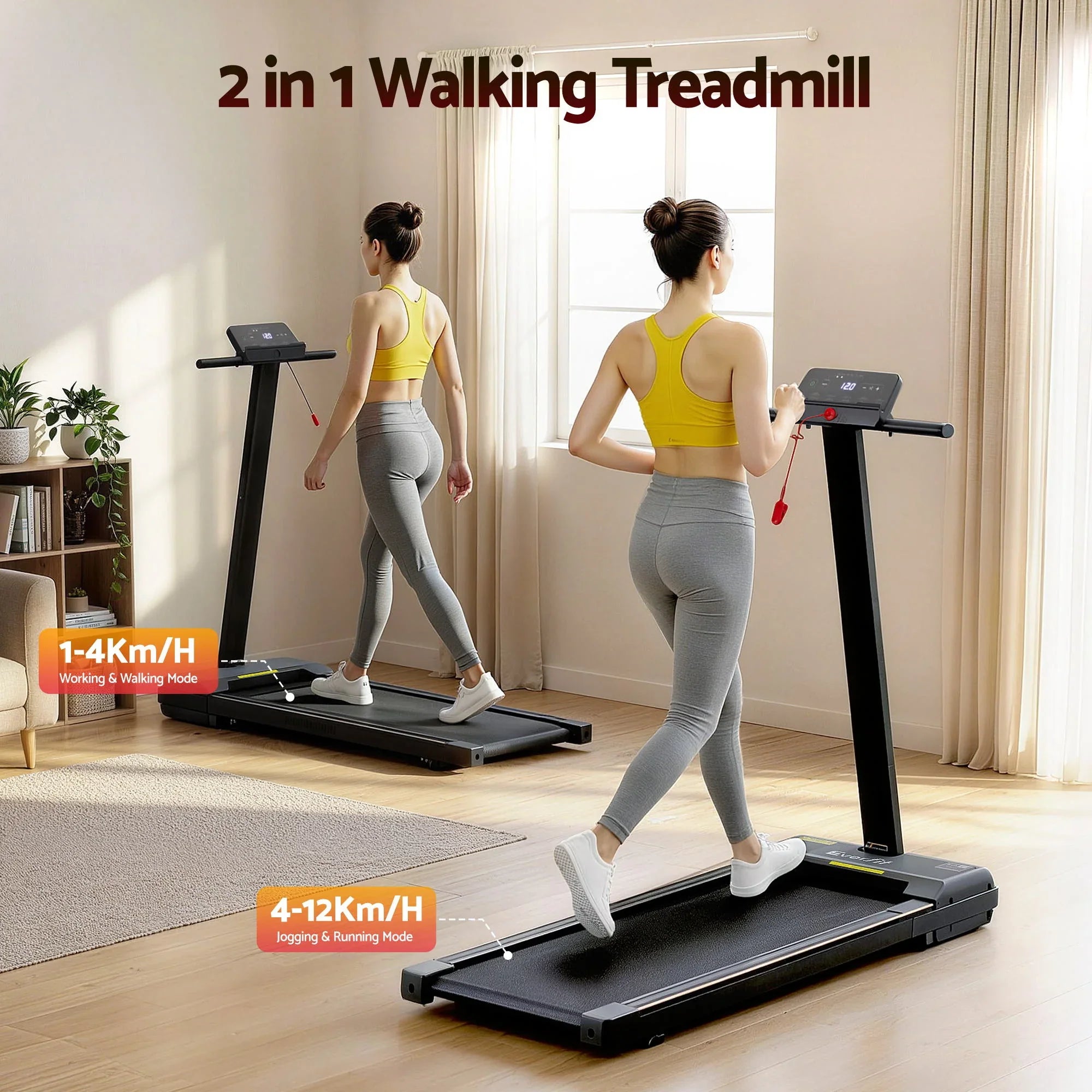 2‑in‑1 Walking Pad Treadmill – Foldable 3.0HP 40cm Belt App Control