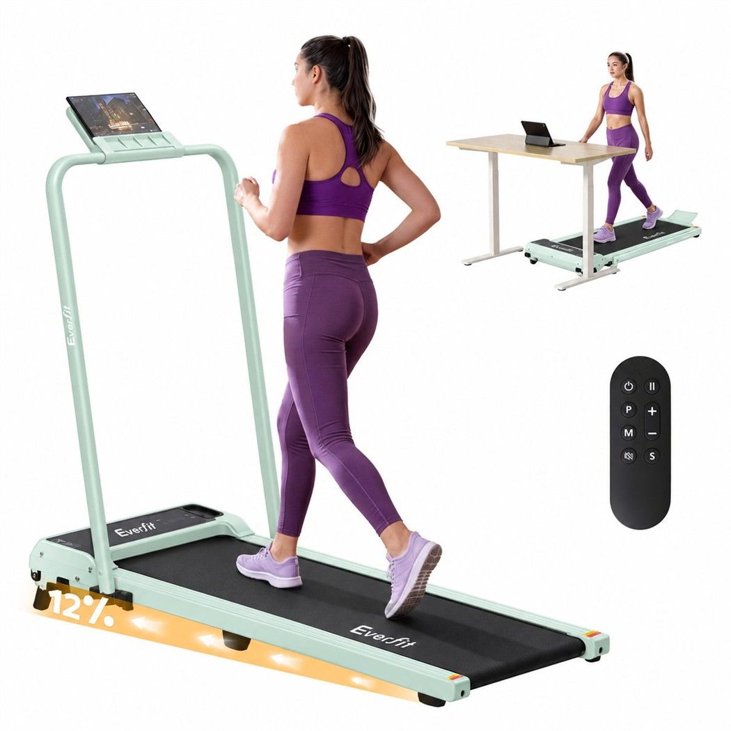 Everfit 3-in-1 Walking Pad Treadmill 12% Incline Under Desk 40cm Belt Green