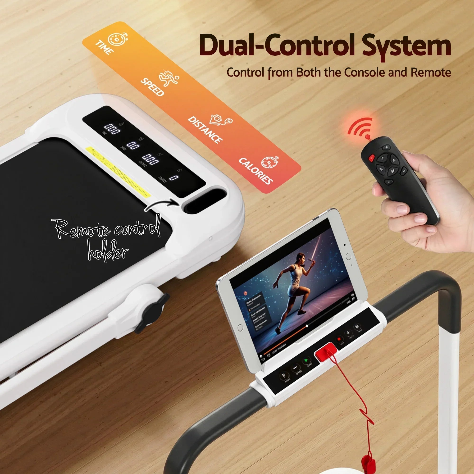 Treadmill Electric Walking Pad with Incline Foldable for Home Gym White