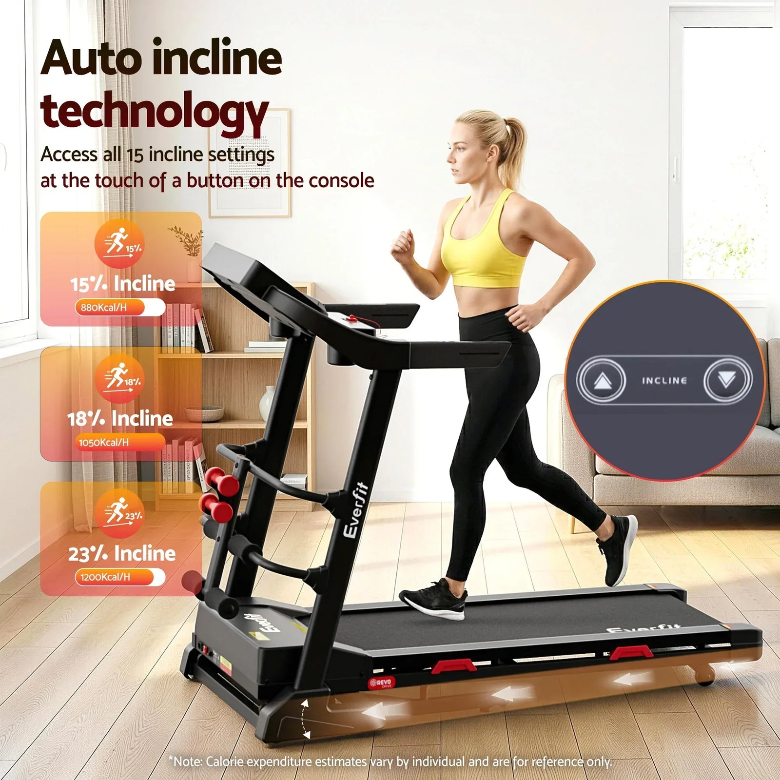 Treadmill Electric Home Gym Fitness Exercise Machine w/ Sit Up Bar 450mm