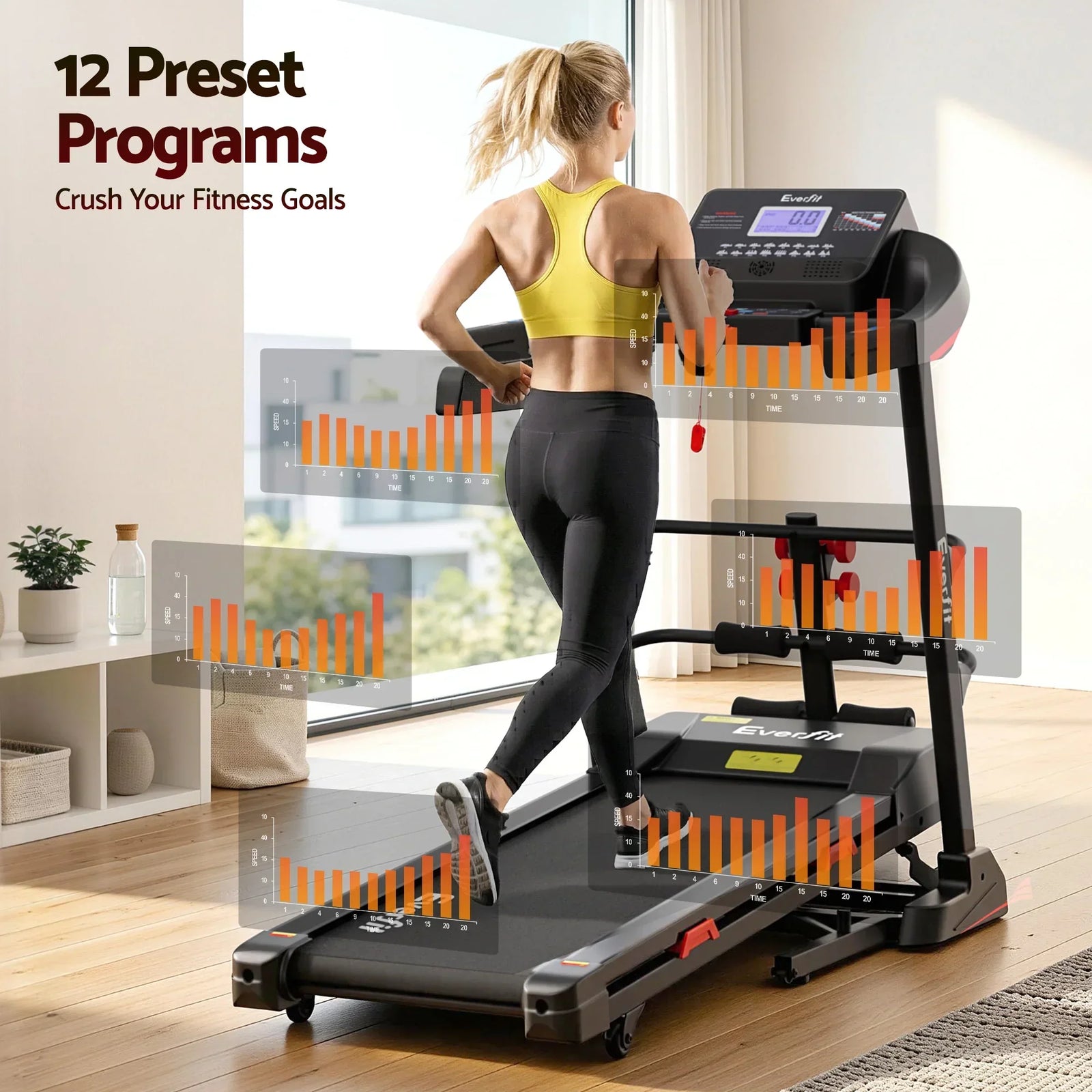 Treadmill Electric Home Gym Fitness Exercise Machine w/ Sit Up Bar 450mm