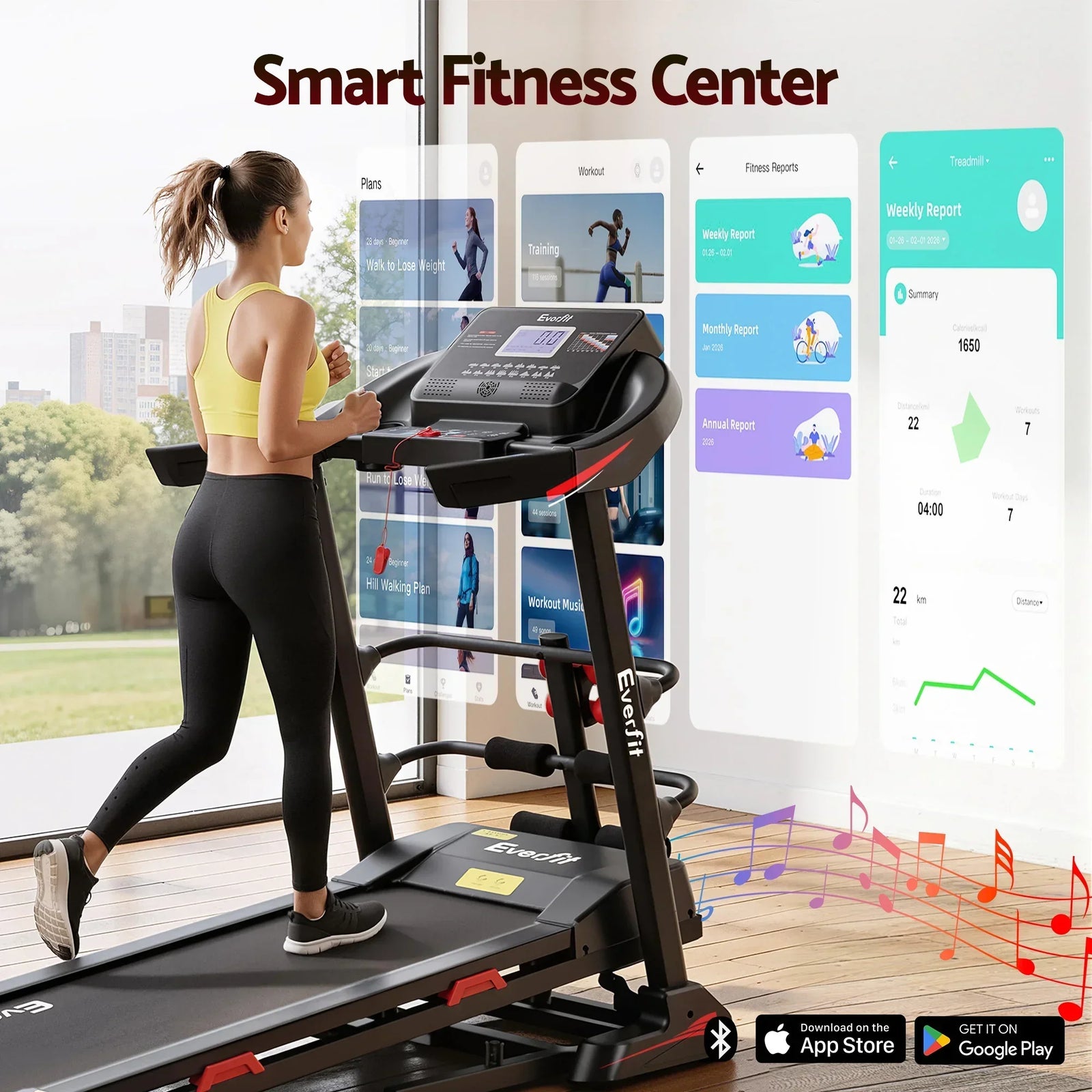 Treadmill Electric Home Gym Fitness Exercise Machine w/ Sit Up Bar 450mm
