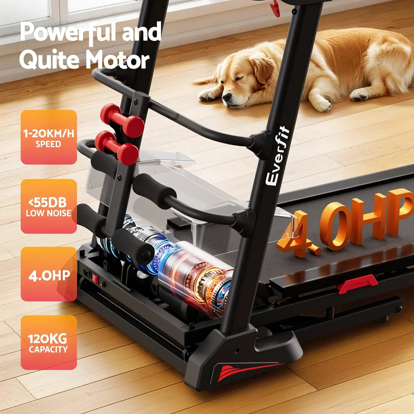 Treadmill Electric Home Gym Fitness Exercise Machine w/ Sit Up Bar 450mm