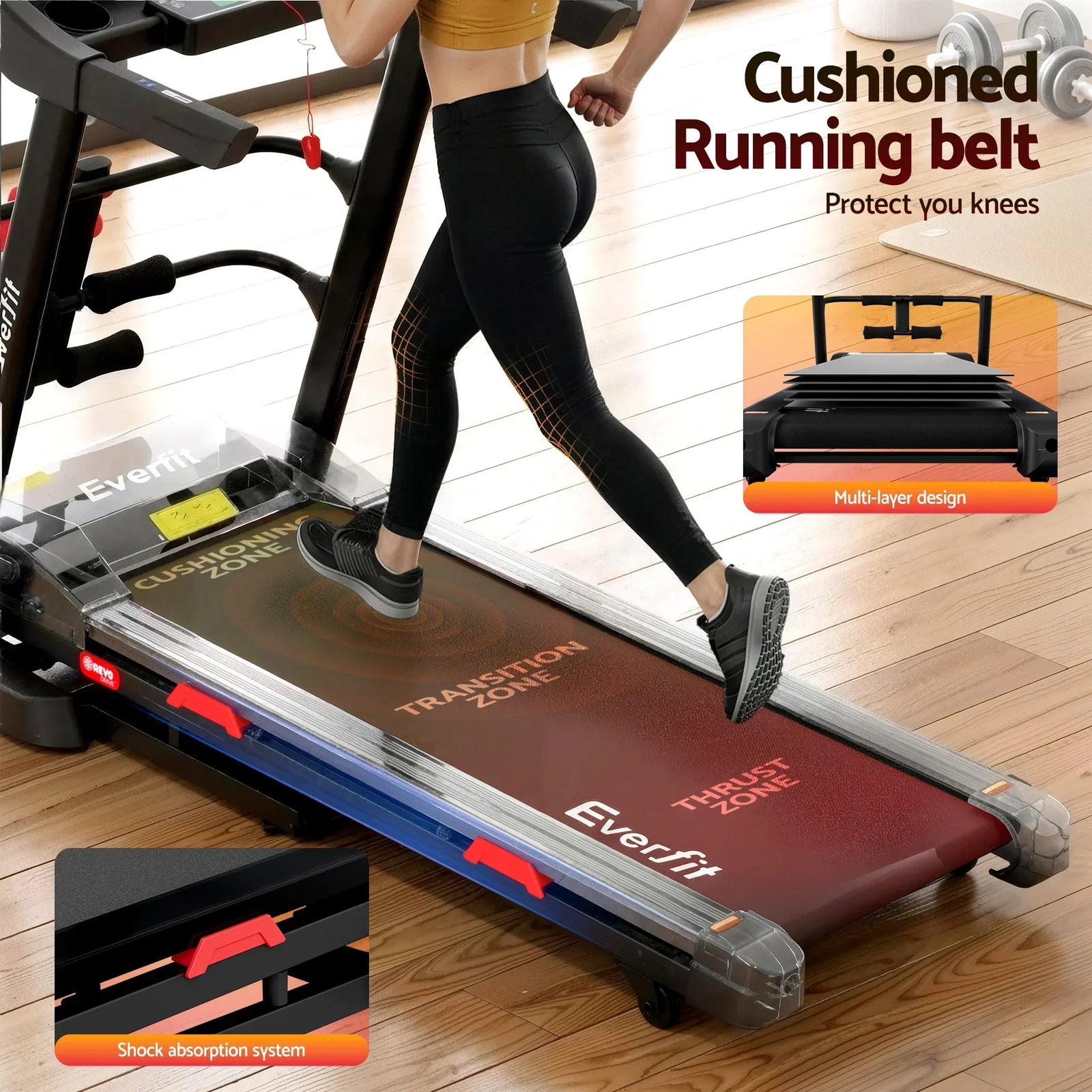 Treadmill Electric Home Gym Fitness Exercise Machine w/ Sit Up Bar 450mm