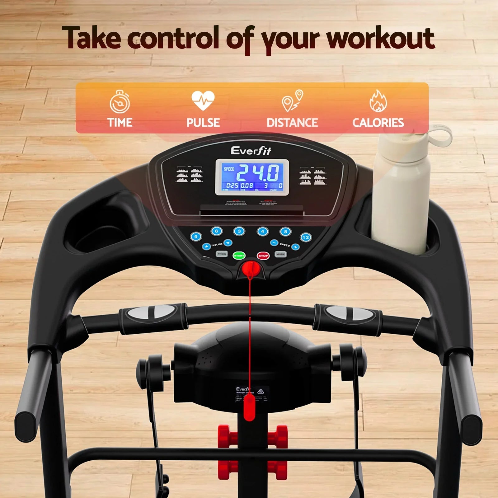Treadmill with Massager – 5.0HP, 24km/h, 15‑Level Incline, Bluetooth, Black