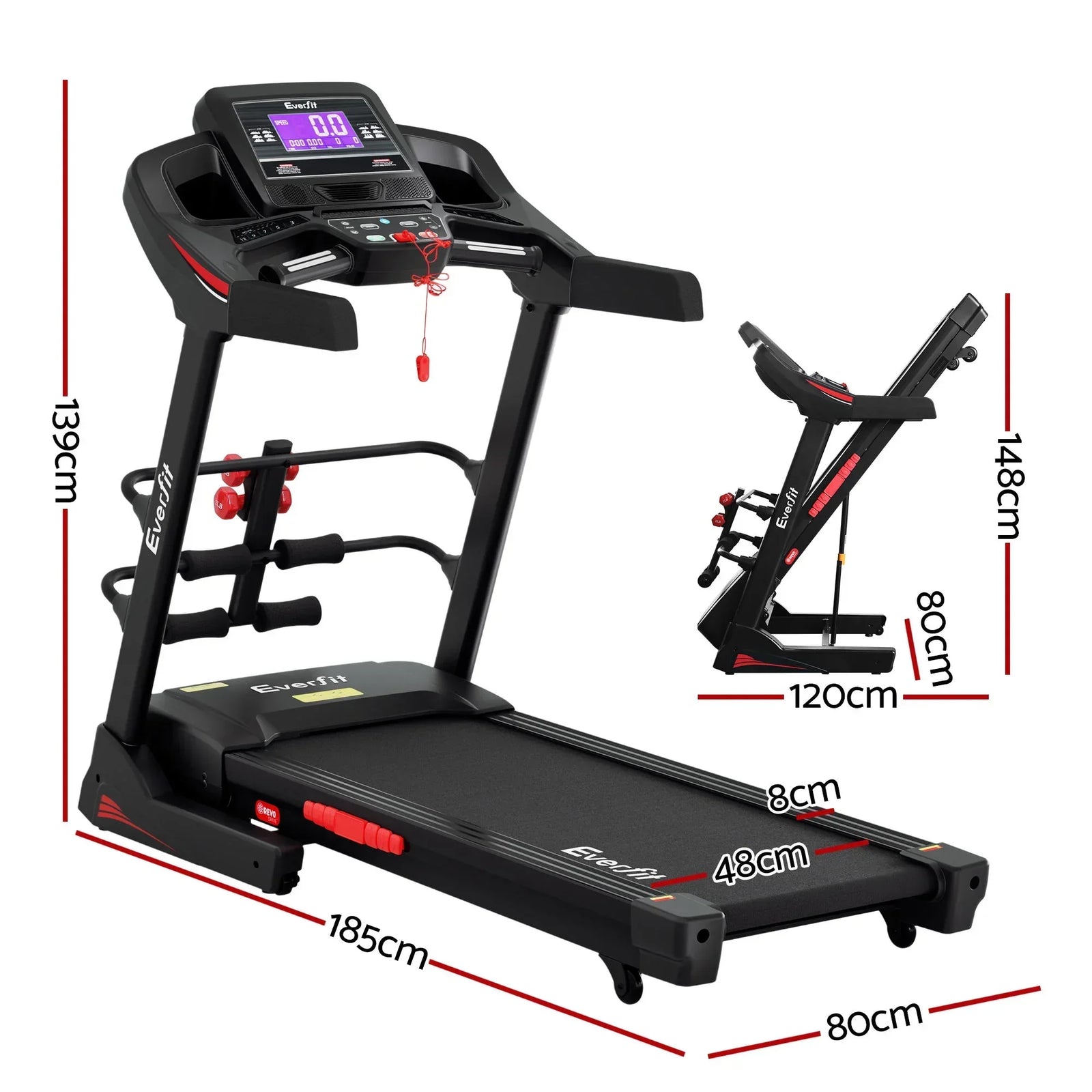 Treadmill Electric Home Gym Fitness Exercise Machine w/ Sit Up Bar 480mm