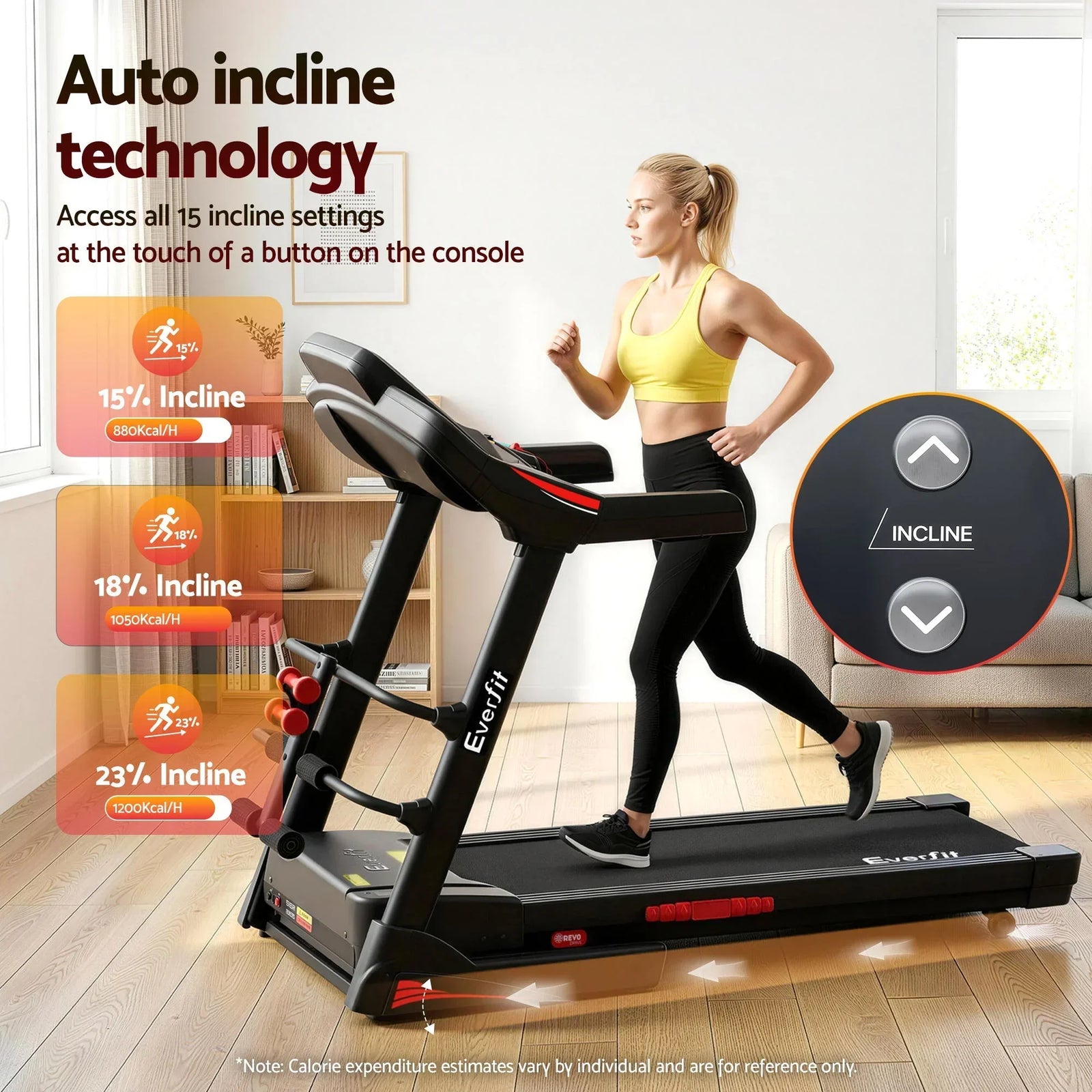 Treadmill Electric Home Gym Fitness Exercise Machine w/ Sit Up Bar 480mm