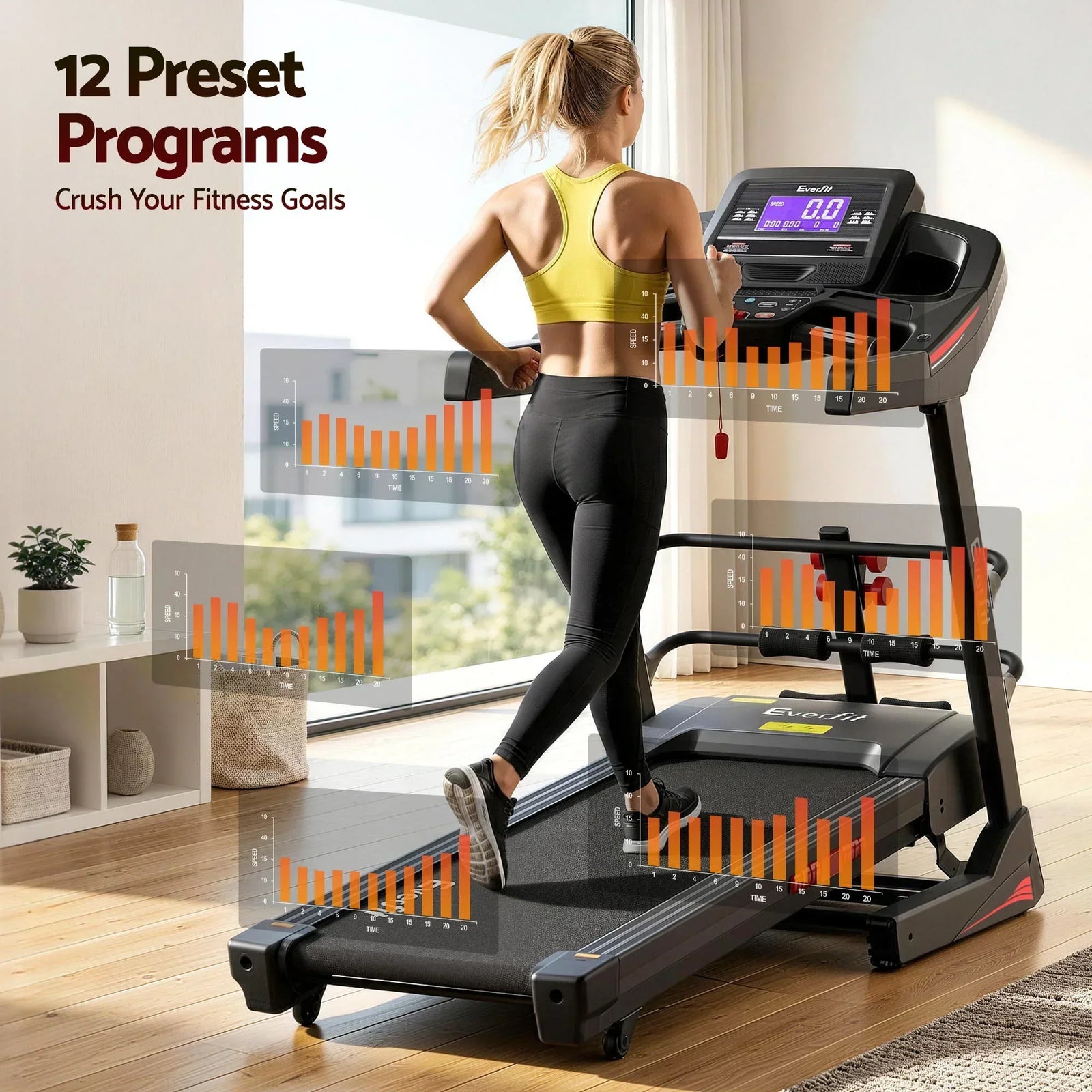 Treadmill Electric Home Gym Fitness Exercise Machine w/ Sit Up Bar 480mm