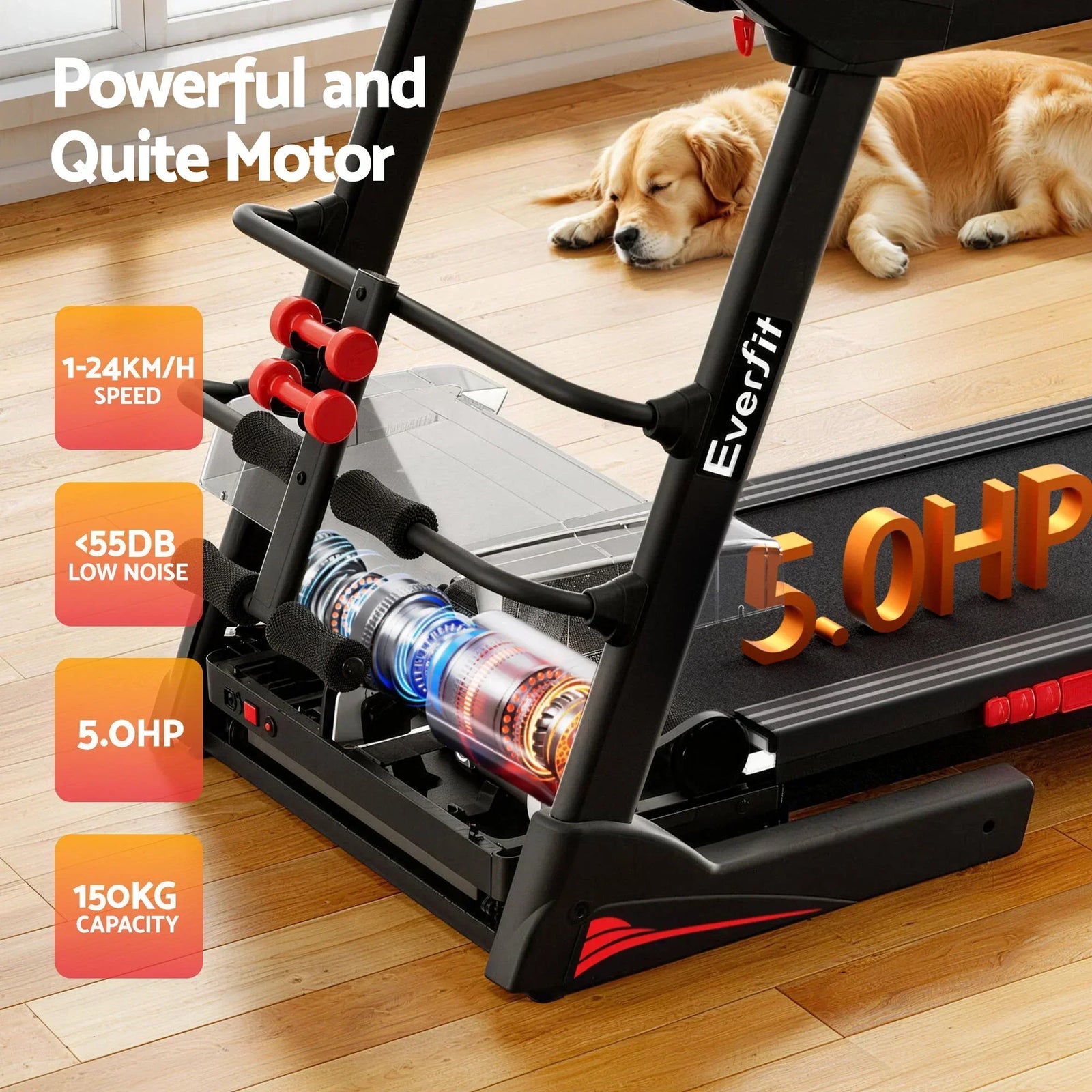Treadmill Electric Home Gym Fitness Exercise Machine w/ Sit Up Bar 480mm