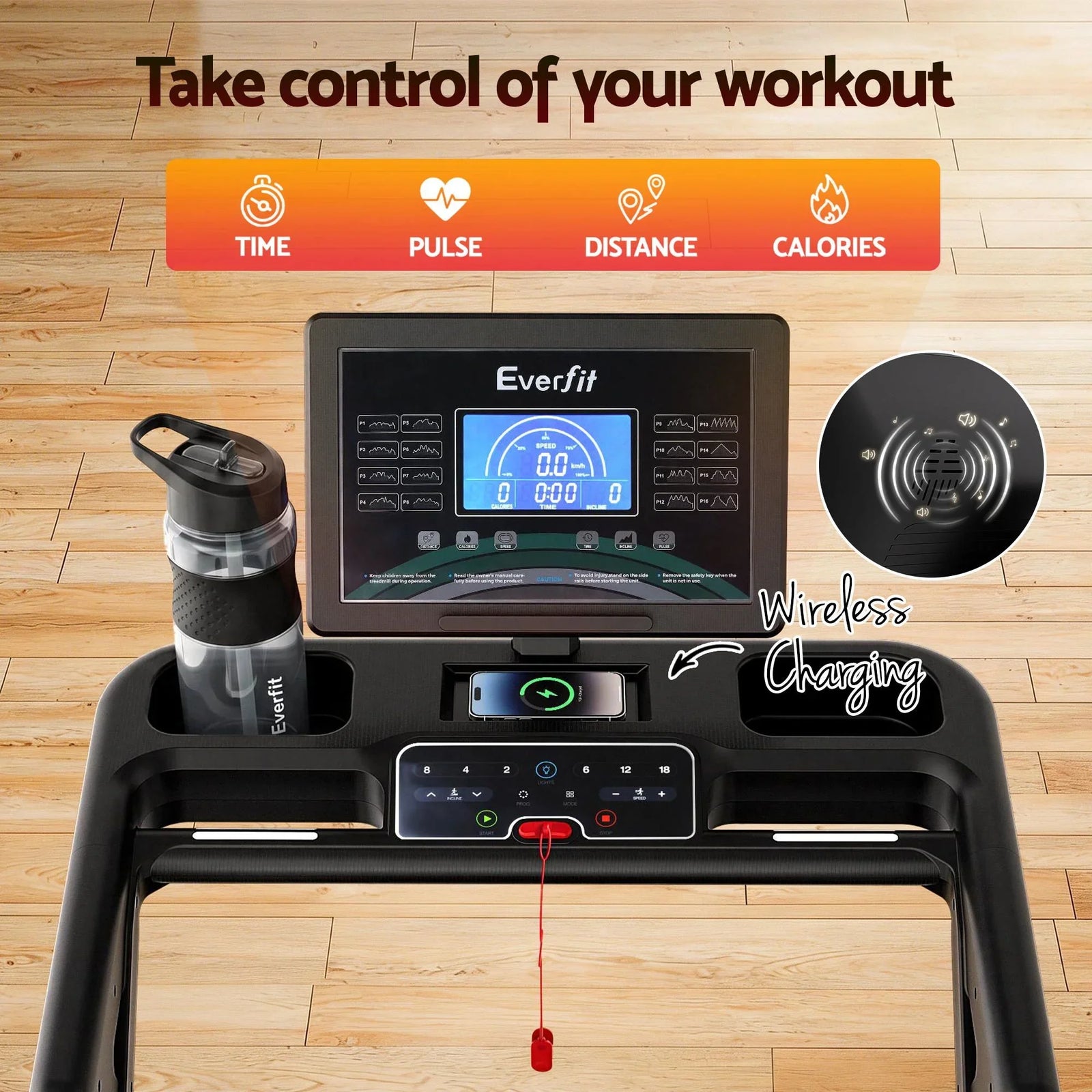 500mm Wide Belt Treadmill 30% Auto Incline Foldable Treadmills for Home with LED Lights