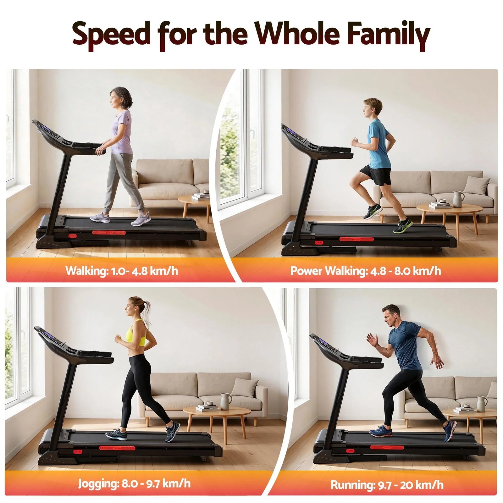 Treadmill Electric Auto Incline Home Gym Fitness Exercise Machine 520mm