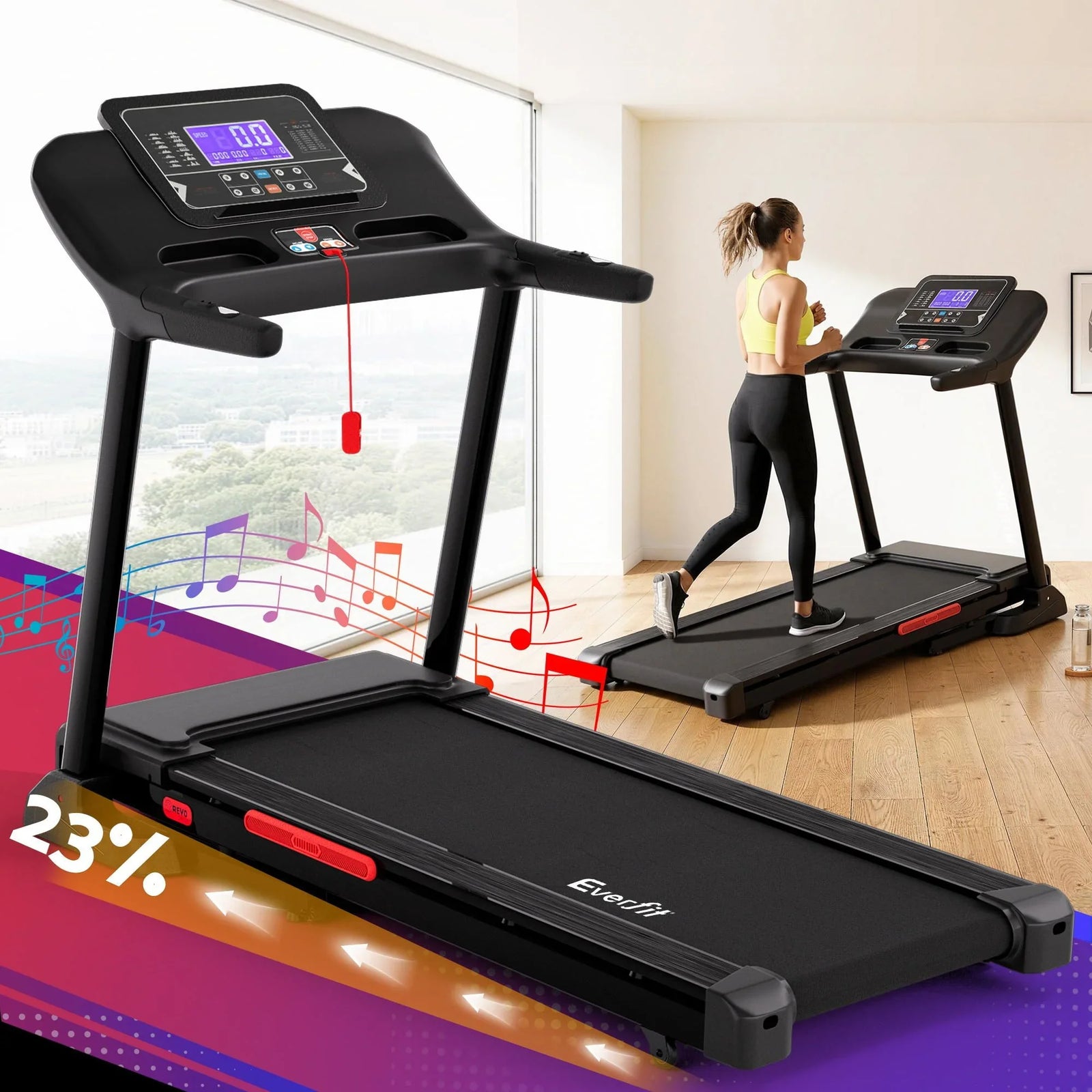 Treadmill Electric Auto Incline Home Gym Fitness Exercise Machine 520mm