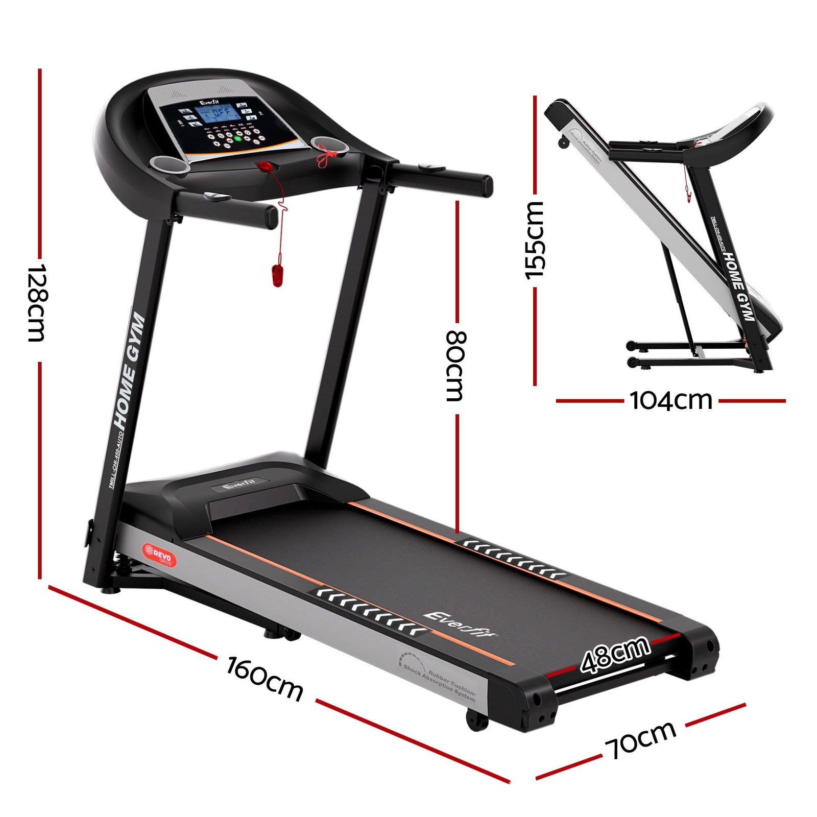 Treadmill Electric Auto Incline Home Gym Fitness Exercise Machine 450mm