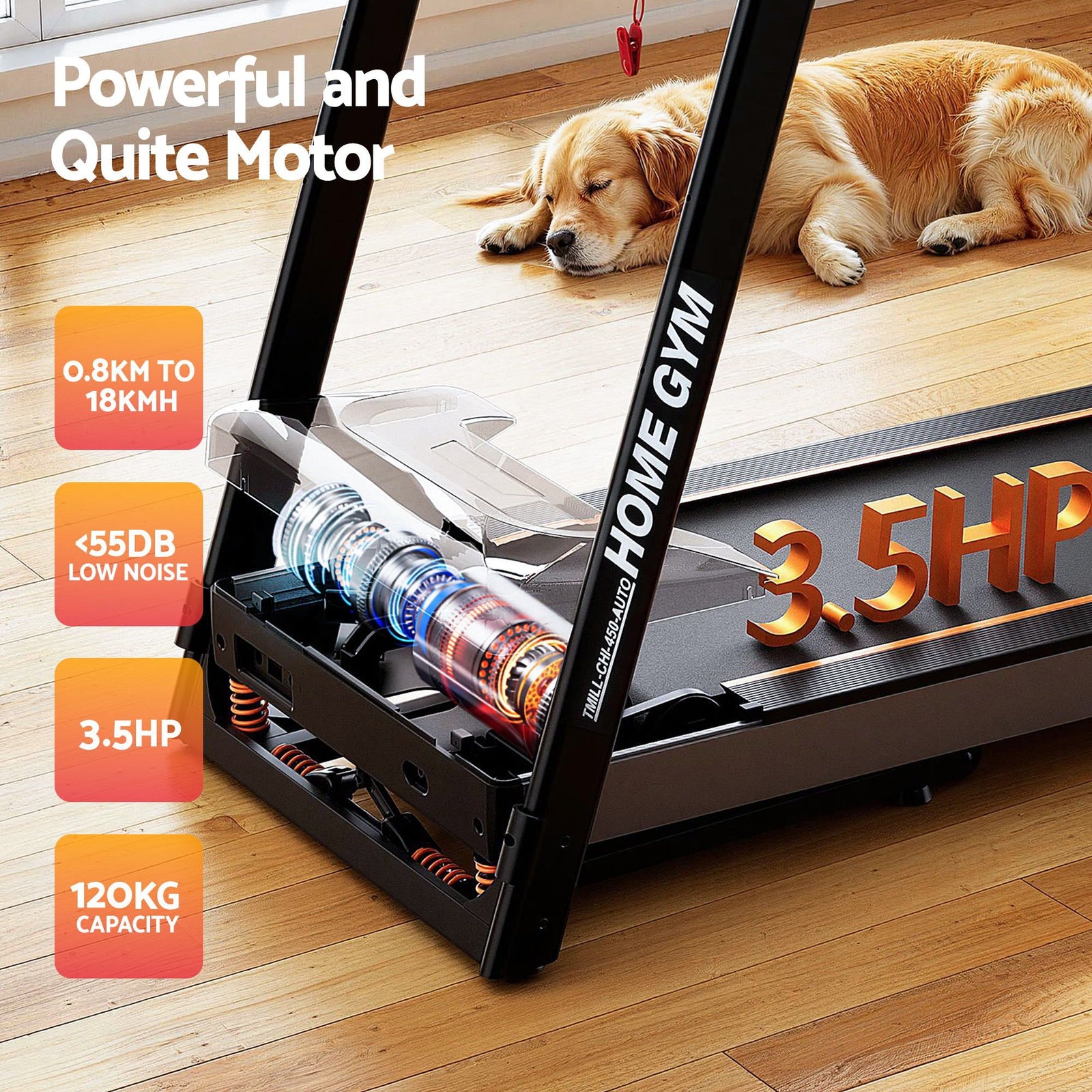 Treadmill Electric Auto Incline Home Gym Fitness Exercise Machine 450mm