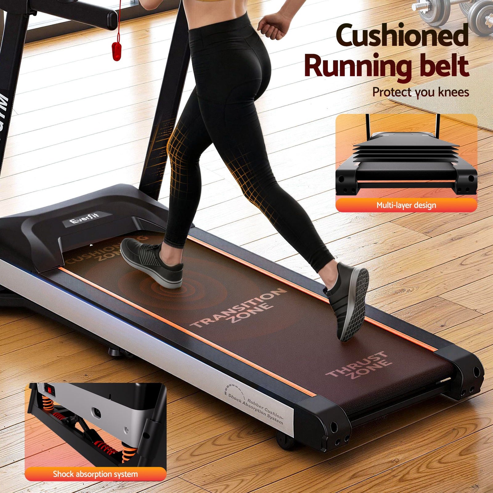 Treadmill Electric Auto Incline Home Gym Fitness Exercise Machine 450mm