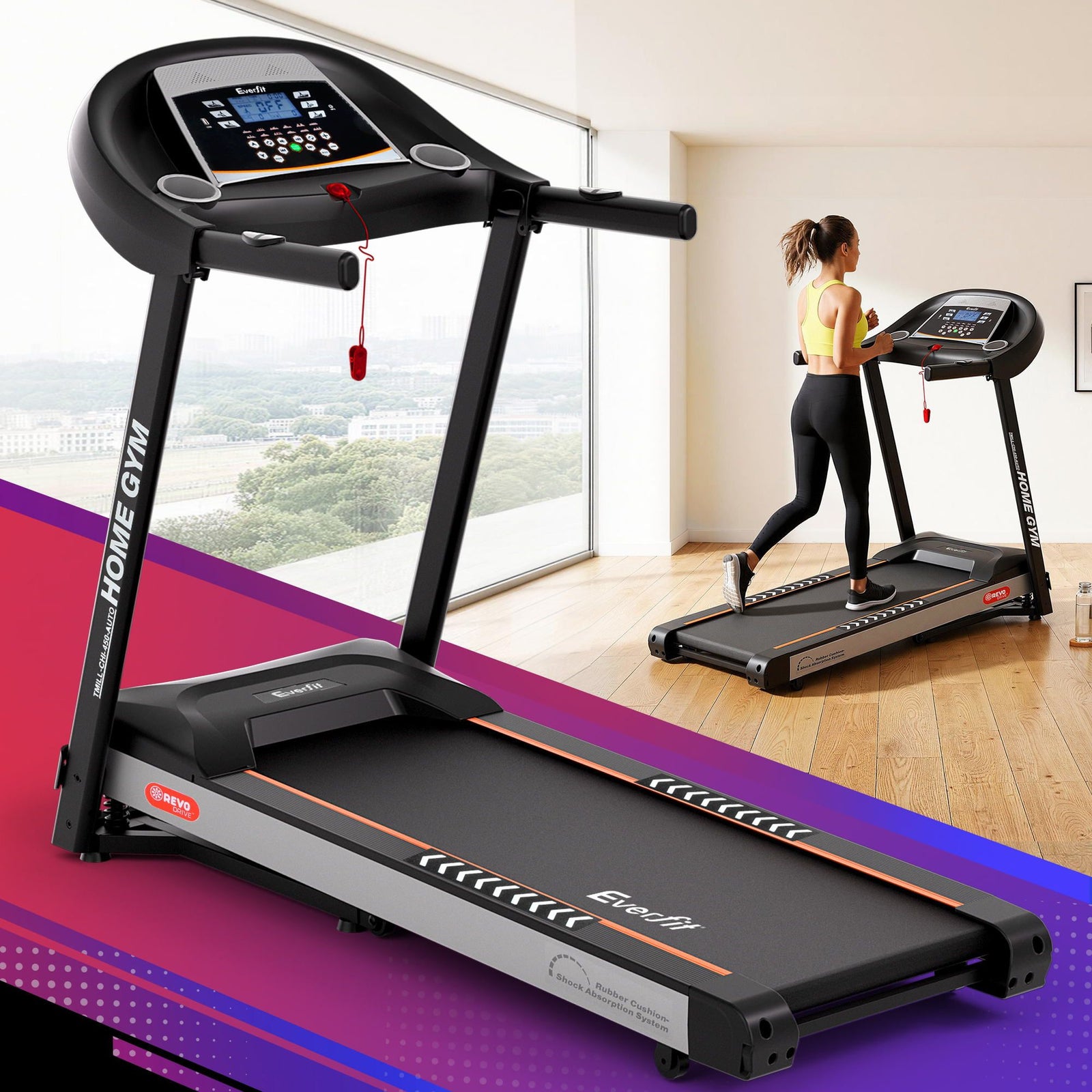 Treadmill Electric Auto Incline Home Gym Fitness Exercise Machine 450mm