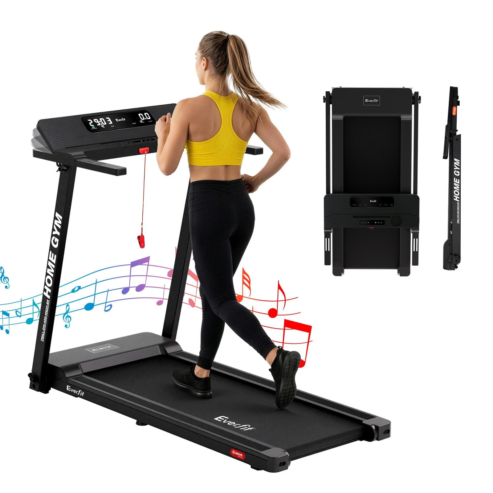 Treadmill Electric Home Gym Fitness Exercise Fully Foldable 450mm Black