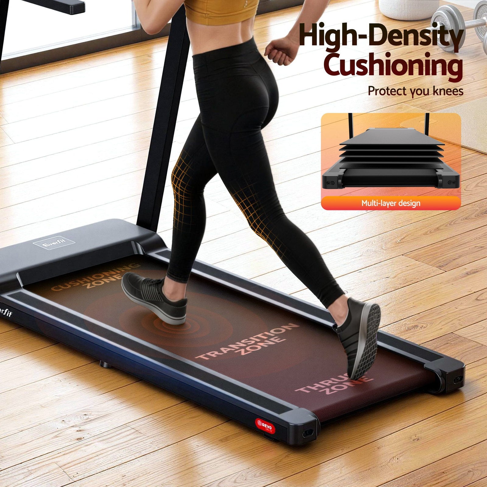 Treadmill Electric Home Gym Fitness Exercise Fully Foldable 450mm Black