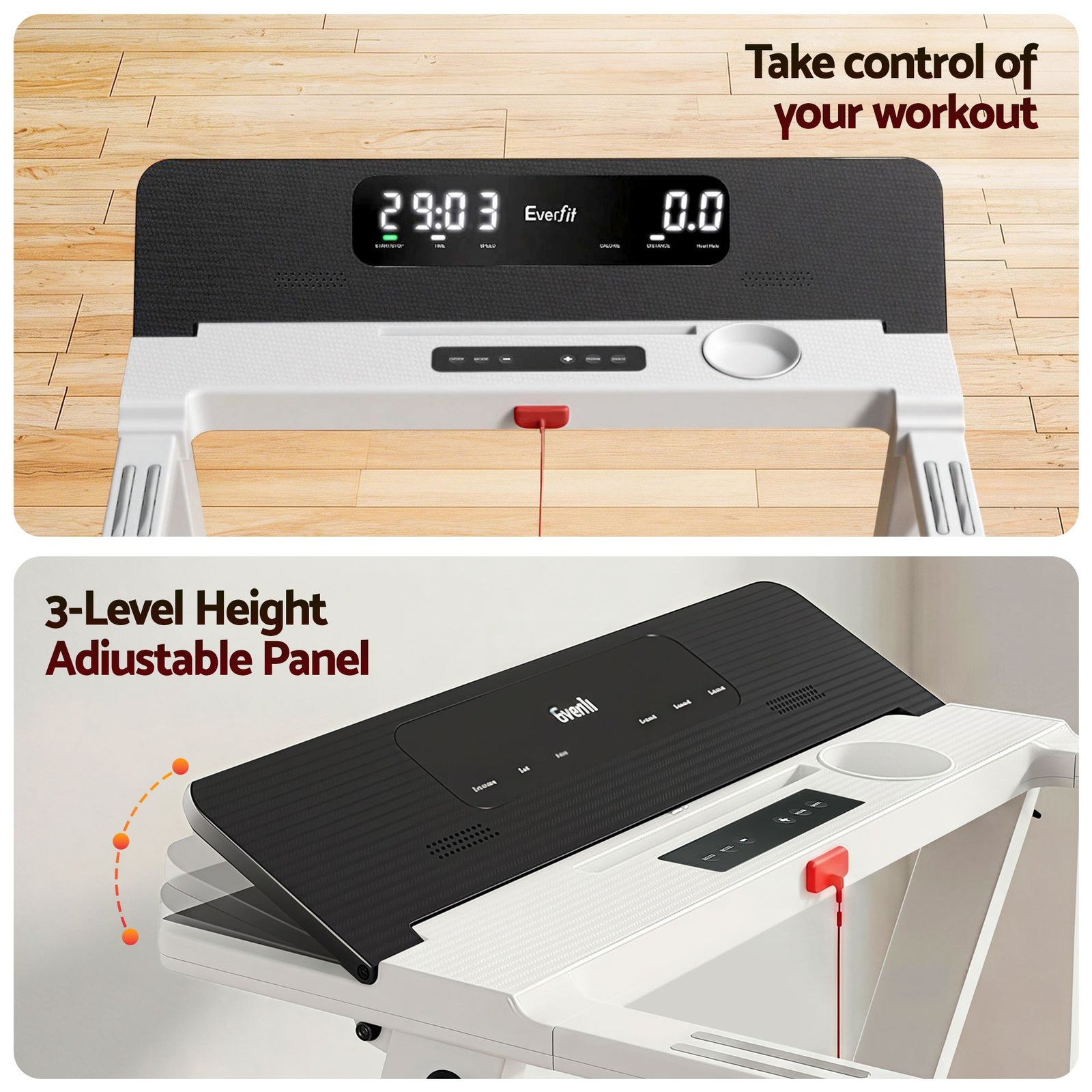 Treadmill Electric Home Gym Fitness Exercise Fully Foldable 450mm White